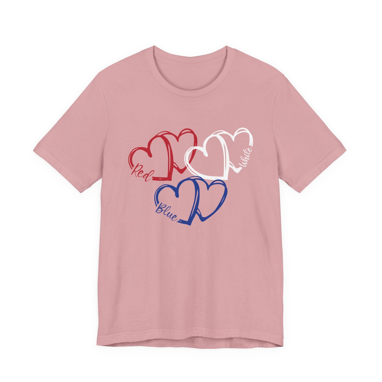 T-Shirt - Holiday - Red White Blue destressed hearts 01