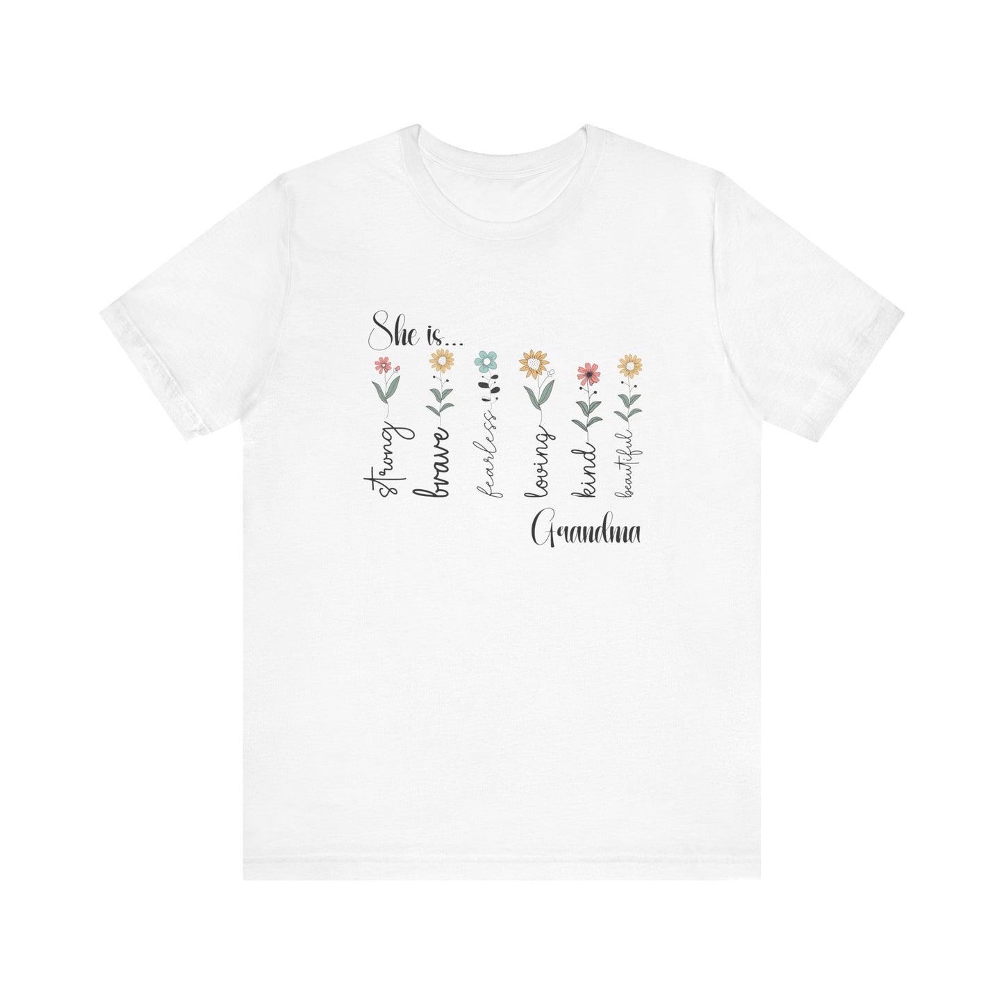 T-Shirt - Family / Grandma - Strong, Brave, Beautiful Floral Design (1)