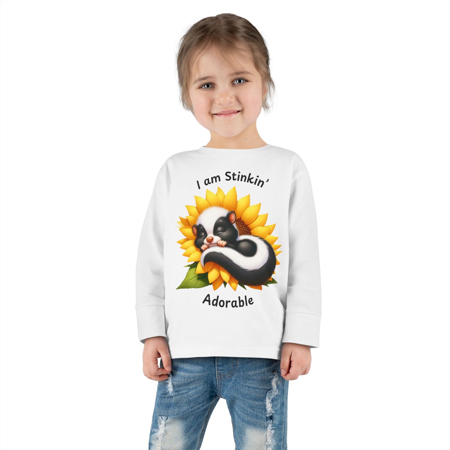 Toddler Long Sleeve Tee - Stinkin' Adorable with Skunk (2)