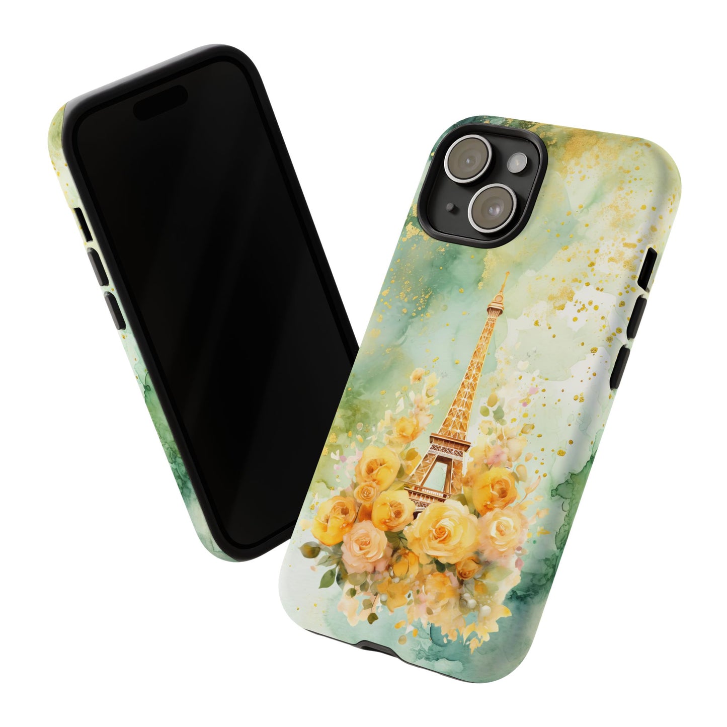 Tough Cell Phone Case - Paris - Eiffel Tower with Yellow Roses (1)