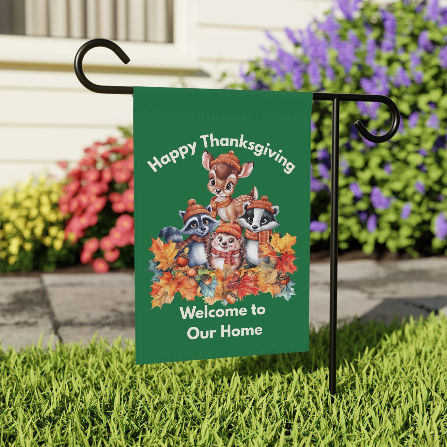 Garden Flag - Thanksgiving -  Autumn Animals (01a)