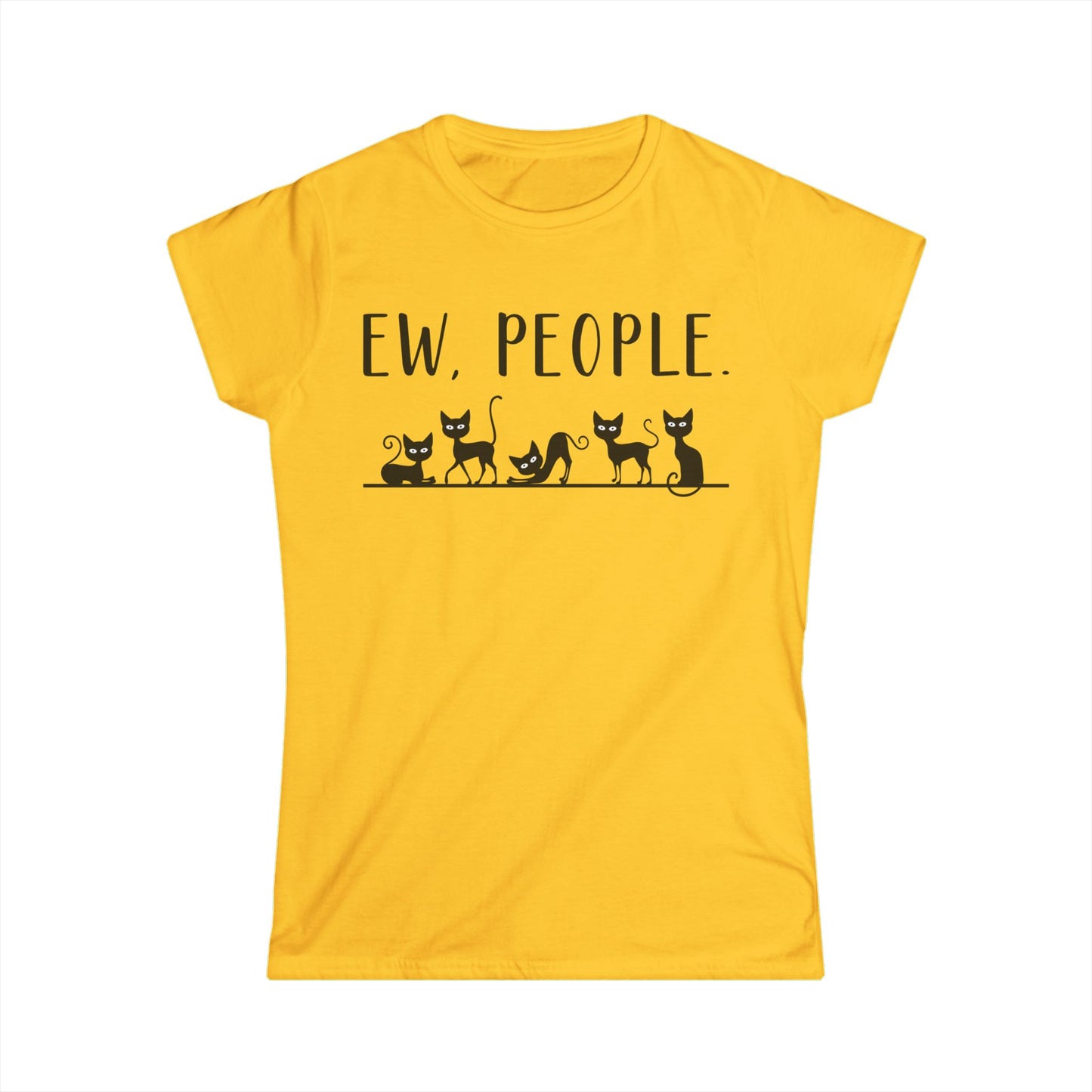 Female T-Shirt - Animal Lover - Ew People with Black Cats (01)