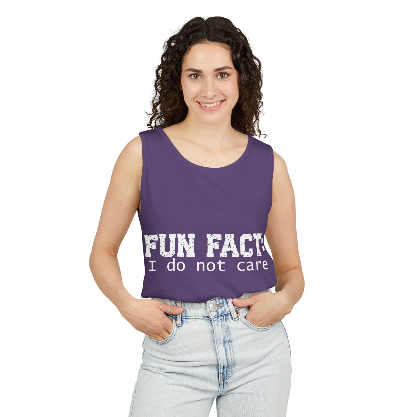 Unisex Tank Top - Funny - Fun Fact: I Do Not Care - White Writing