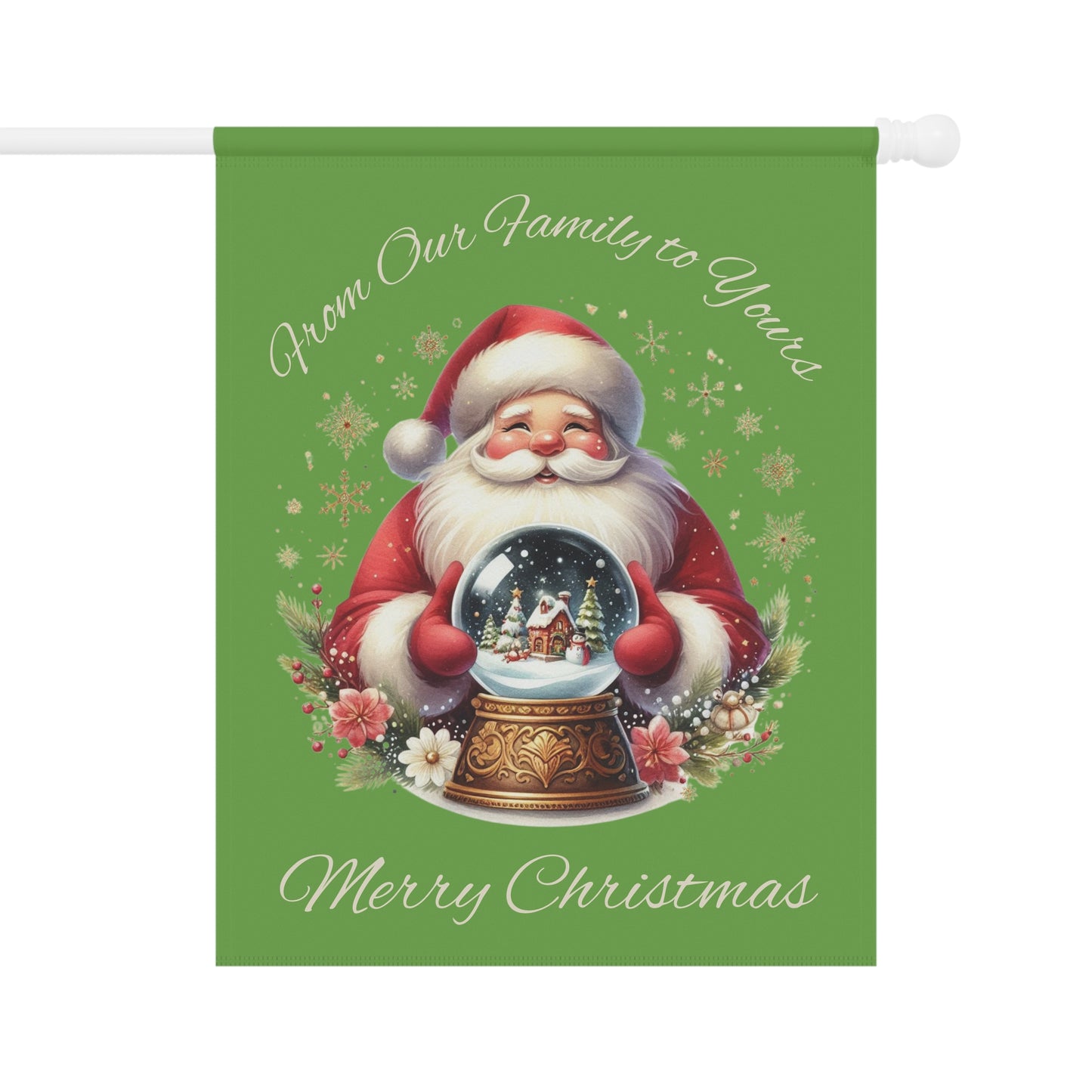 Garden Flag - Christmas - Vintage Santa (01a - Green)