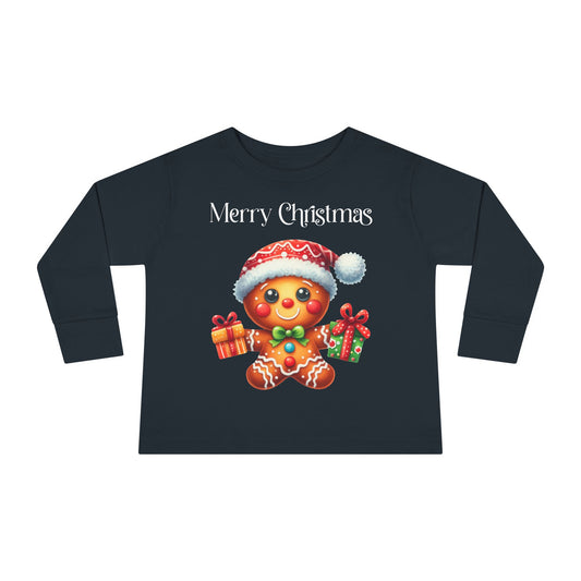 Toddler LS Tee - Christmas - Gingerbread - Merry Christmas (01a)