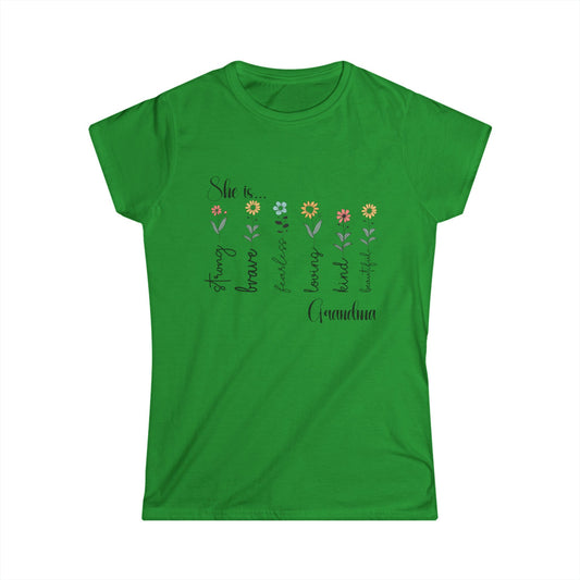 Female T-Shirt - Family / Grandma - Strong, Brave, Beautiful Floral Design (1)
