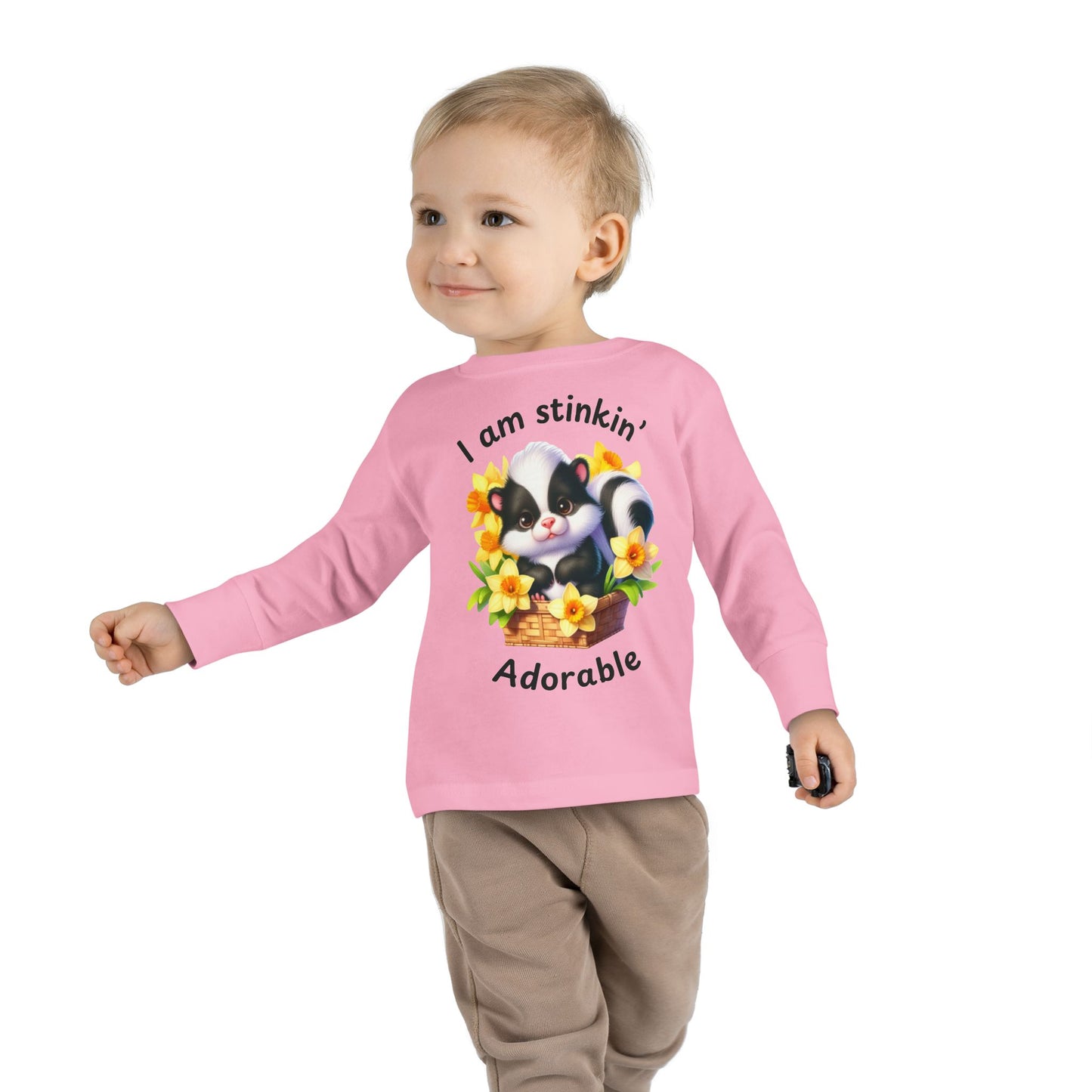 Toddler Long Sleeve Tee - Stinkin' Adorable with Skunk (1)