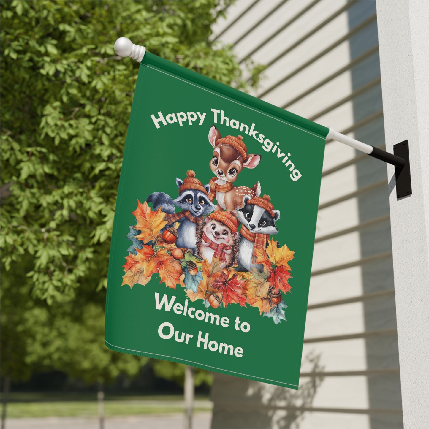 Garden Flag - Thanksgiving -  Autumn Animals (01a)