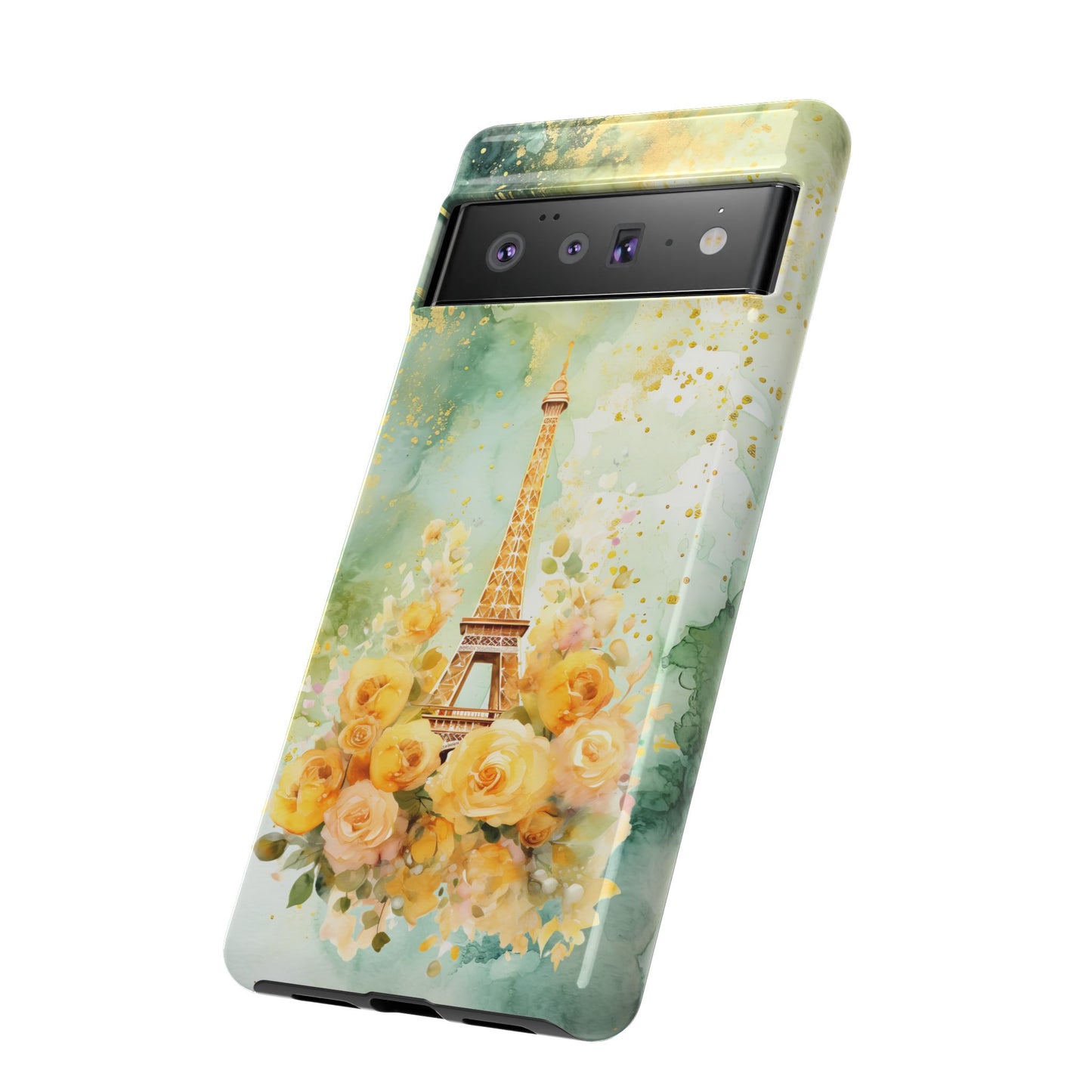 Tough Cell Phone Case - Paris - Eiffel Tower with Yellow Roses (1)