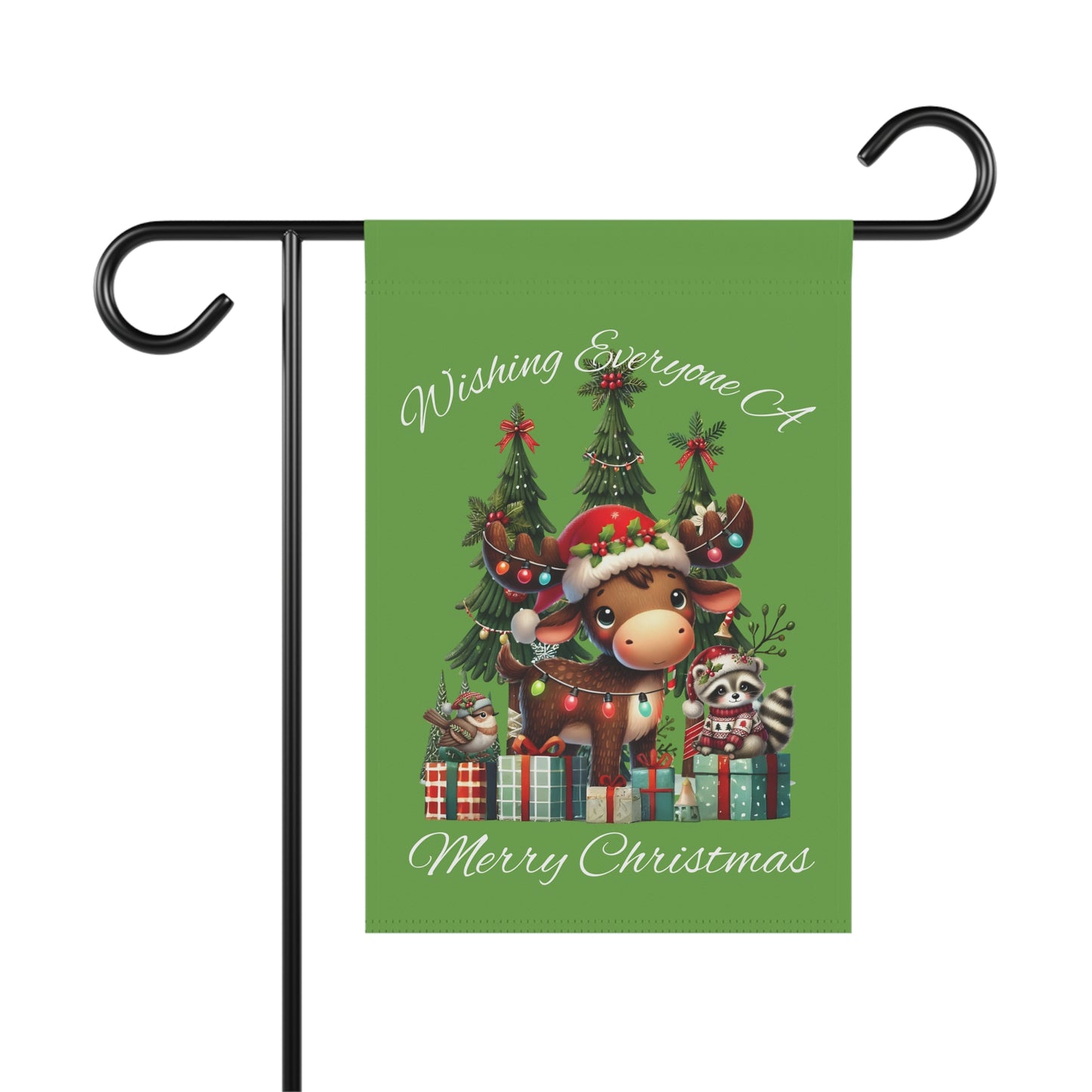 Garden Flag - Christmas - Merry Christmas Animals (01a Green)