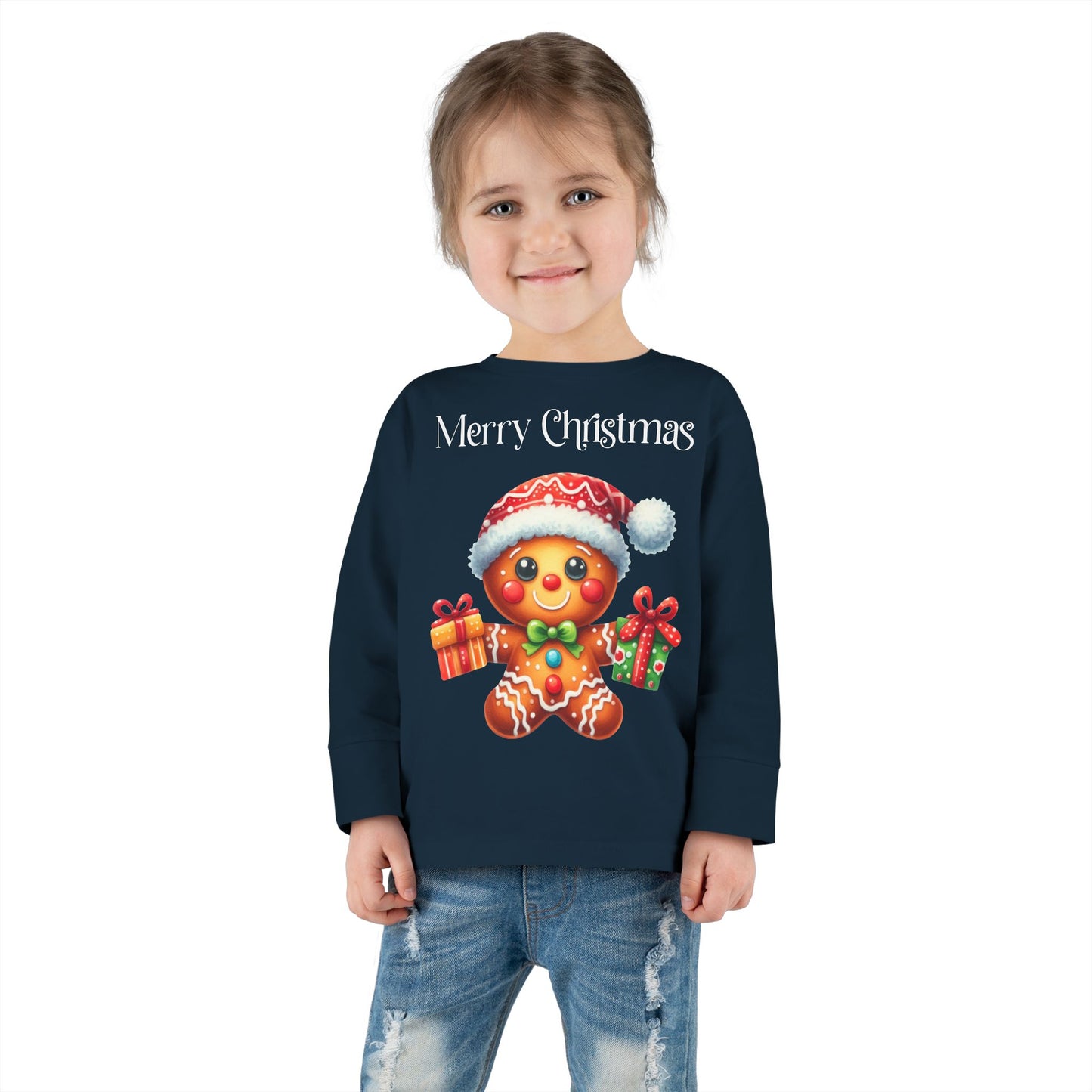 Toddler LS Tee - Christmas - Gingerbread - Merry Christmas (01a)