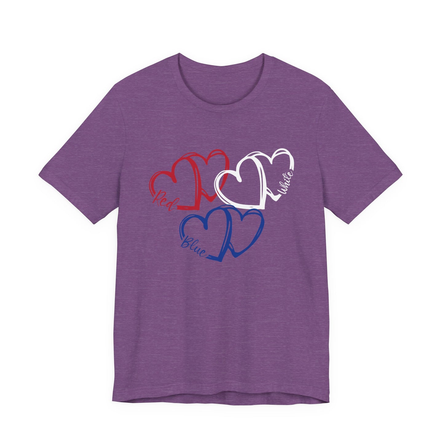 T-Shirt - Holiday - Red White Blue destressed hearts 01