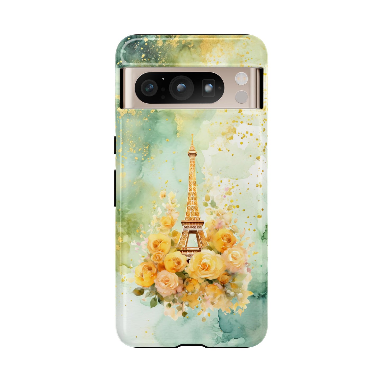 Tough Cell Phone Case - Paris - Eiffel Tower with Yellow Roses (1)