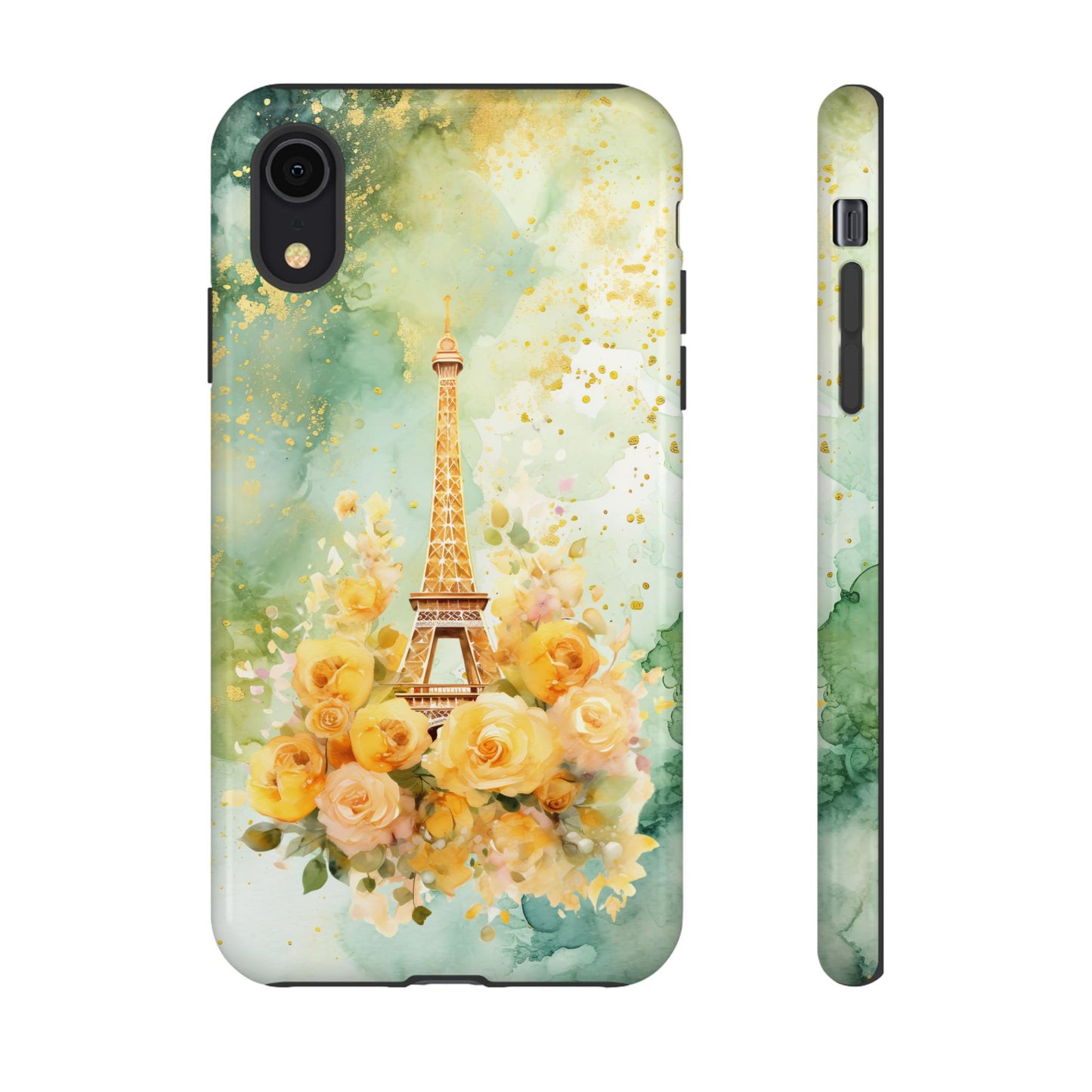 Tough Cell Phone Case - Paris - Eiffel Tower with Yellow Roses (1)