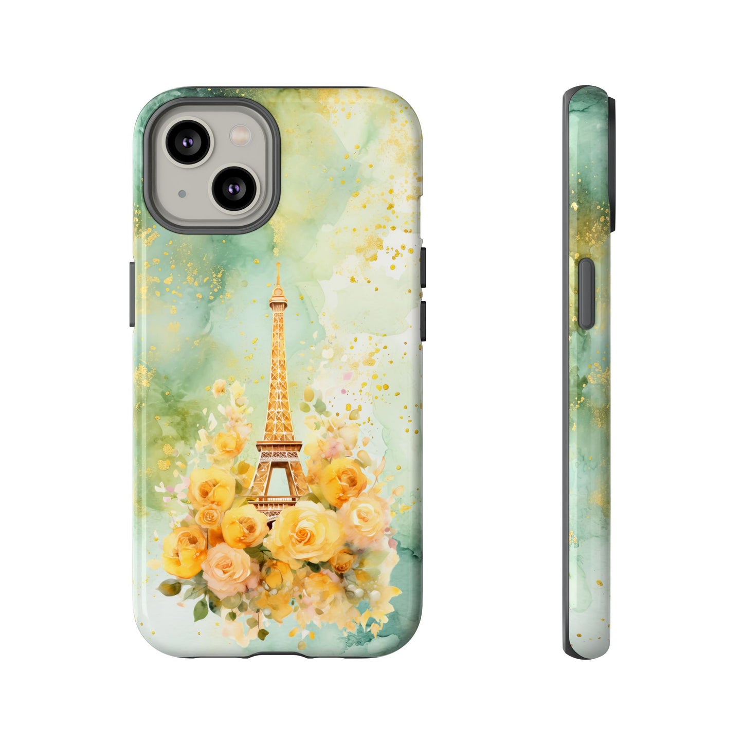 Tough Cell Phone Case - Paris - Eiffel Tower with Yellow Roses (1)