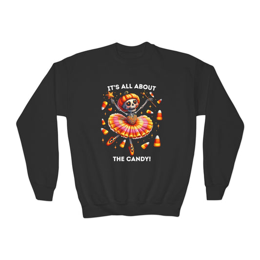 Child Sweatshirt - Halloween / Ballet Skeleton - It's all about the Candy! (01a)
