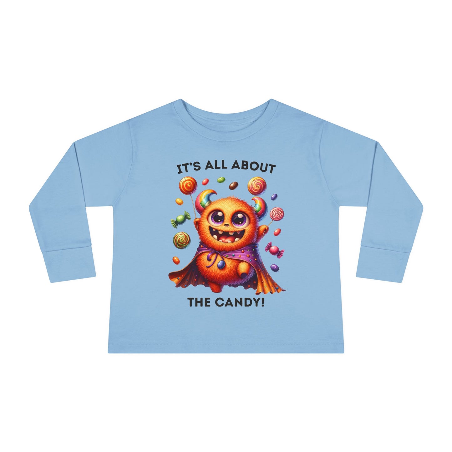 Toddler LS Tee - Halloween / Monster - It's all about the Candy! (01a)