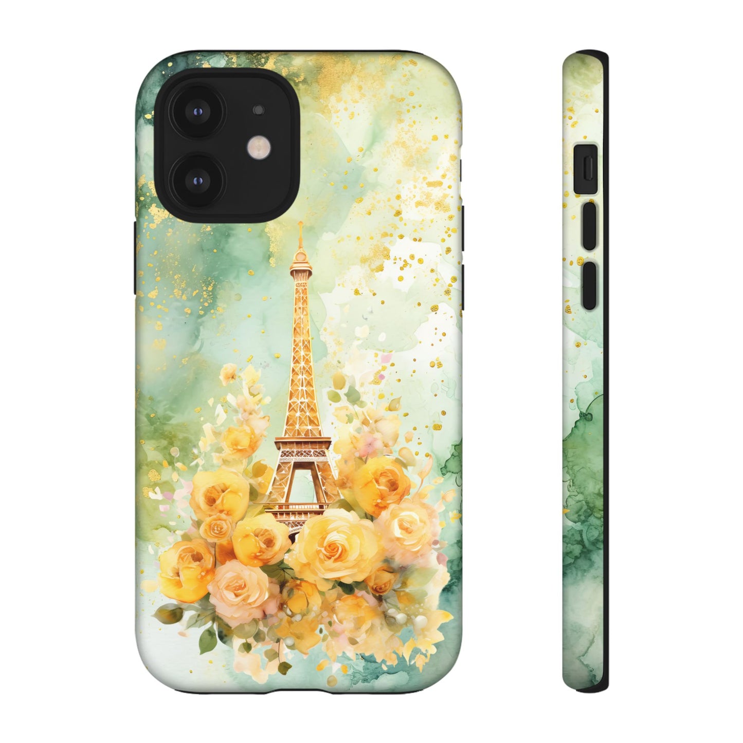 Tough Cell Phone Case - Paris - Eiffel Tower with Yellow Roses (1)