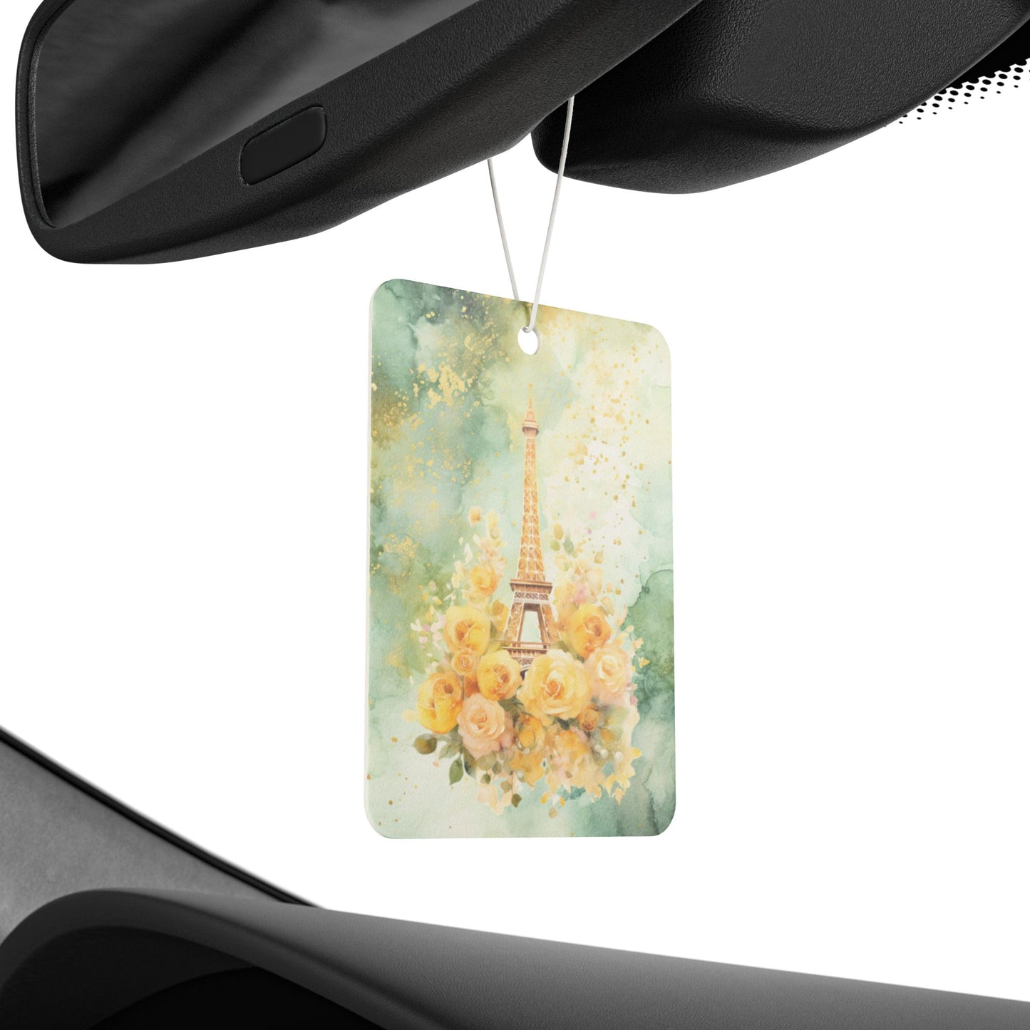 Car Air Freshener - Paris - Eiffel Tower with Yellow Roses (1)