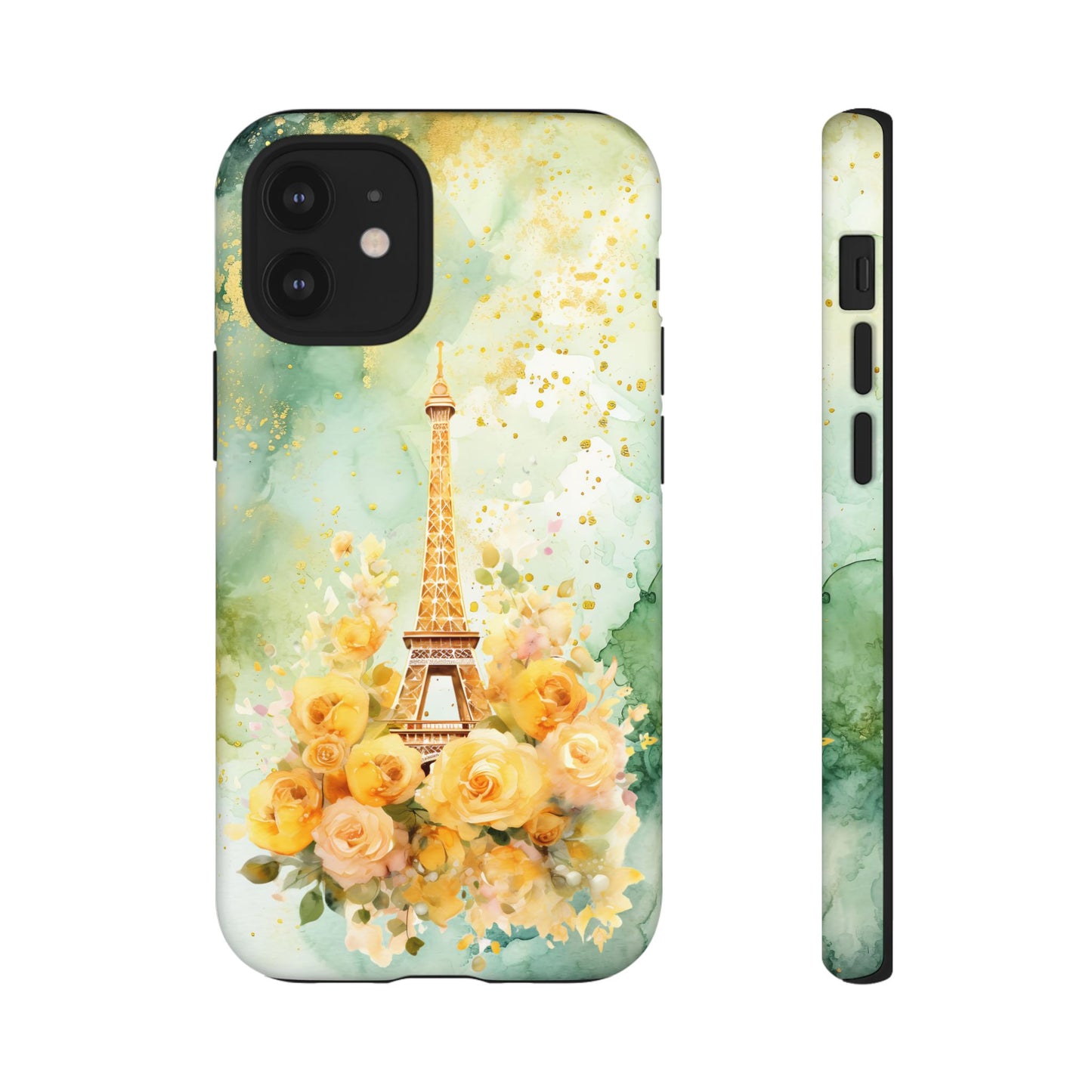 Tough Cell Phone Case - Paris - Eiffel Tower with Yellow Roses (1)