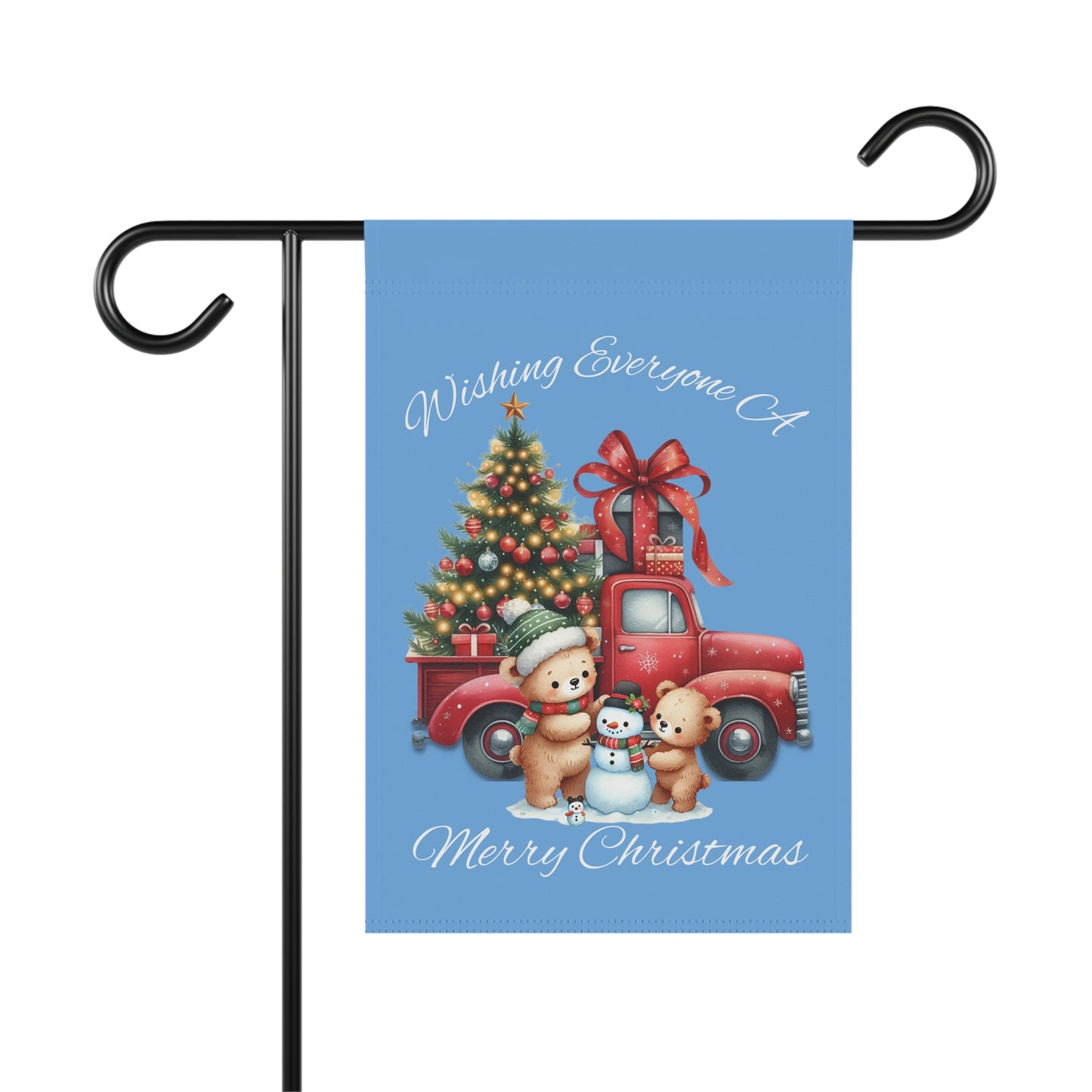 Garden Flag - Christmas - Truck & Snowman (01a - Blue)