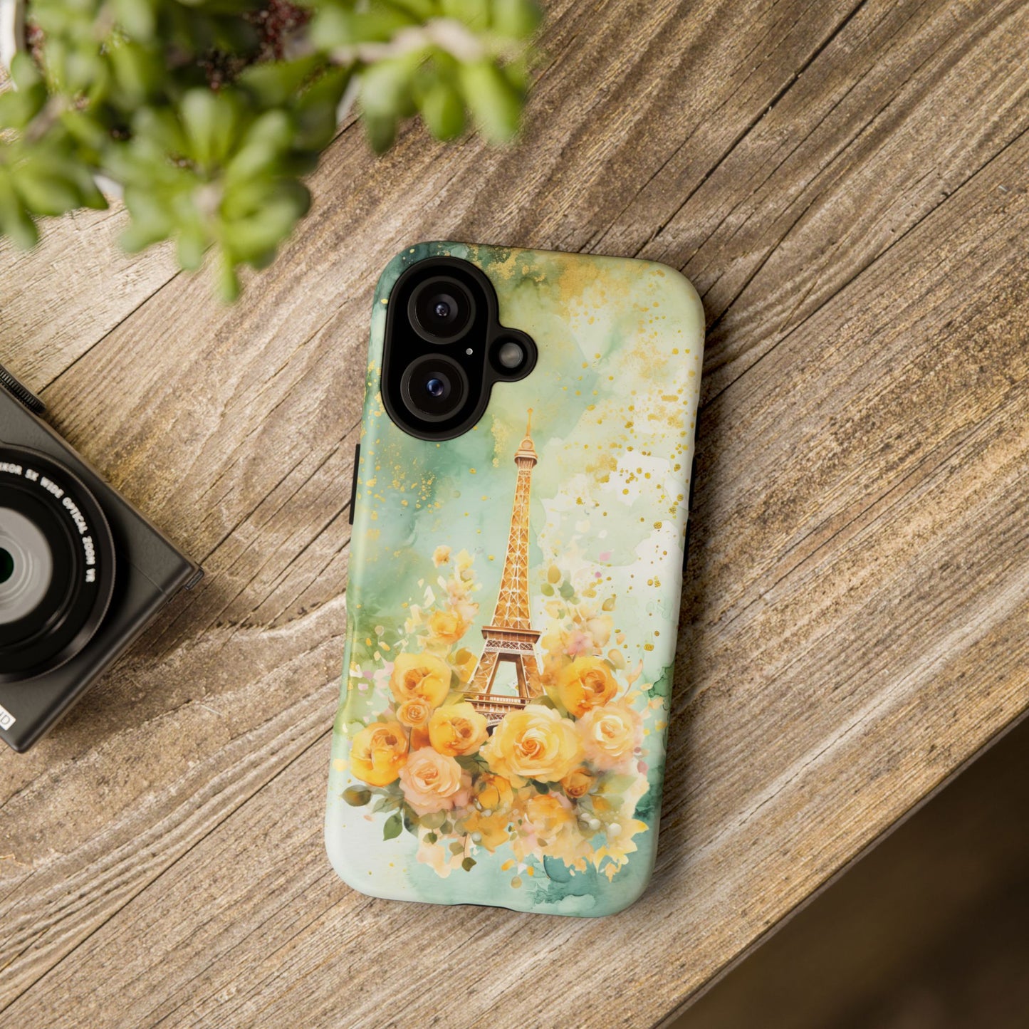 Tough Cell Phone Case - Paris - Eiffel Tower with Yellow Roses (1)