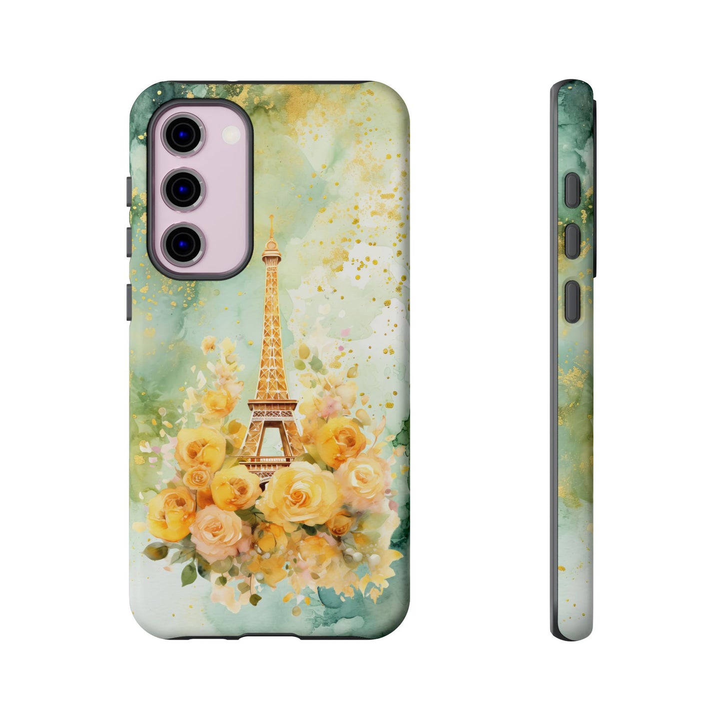 Tough Cell Phone Case - Paris - Eiffel Tower with Yellow Roses (1)