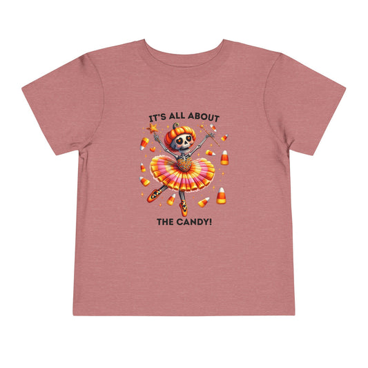 Toddler Tee - Halloween / Ballet Skeleton - It's all about the Candy! (01a)