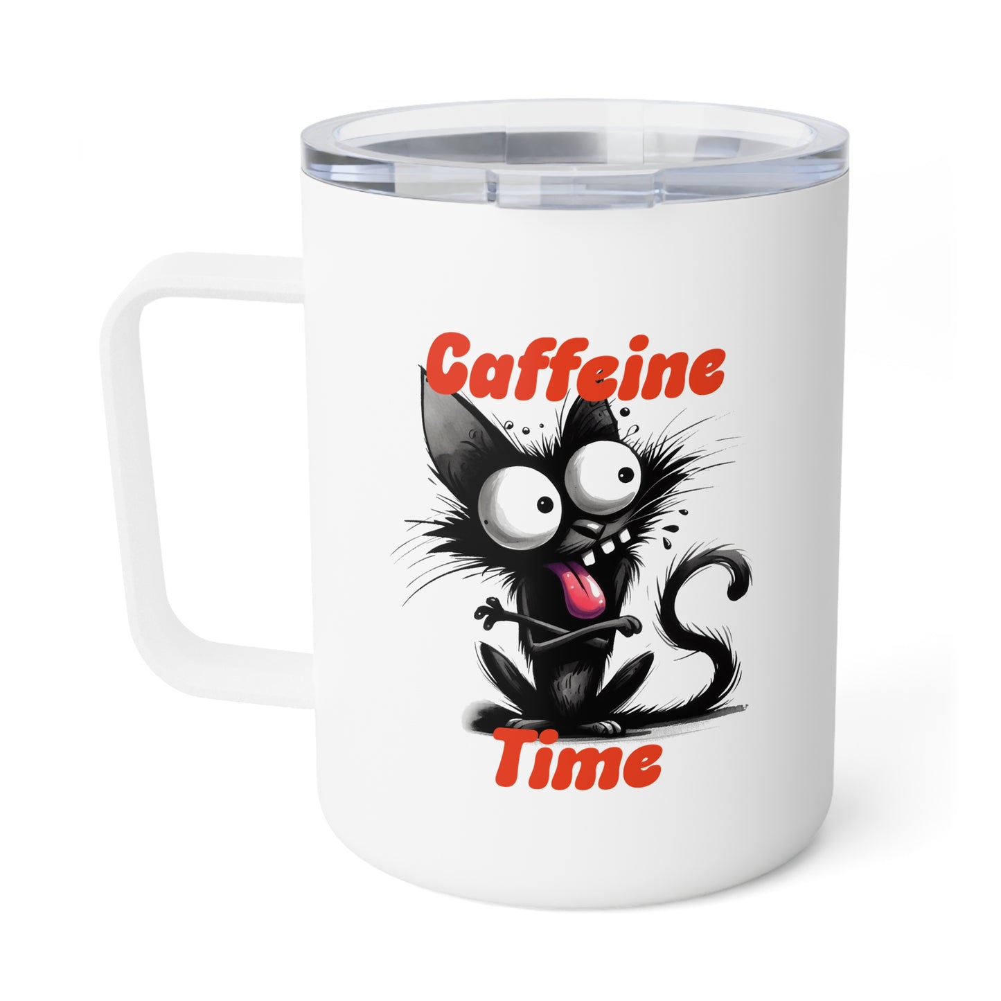 Insulated Coffee Mug - Caffeine Time with cat (2)