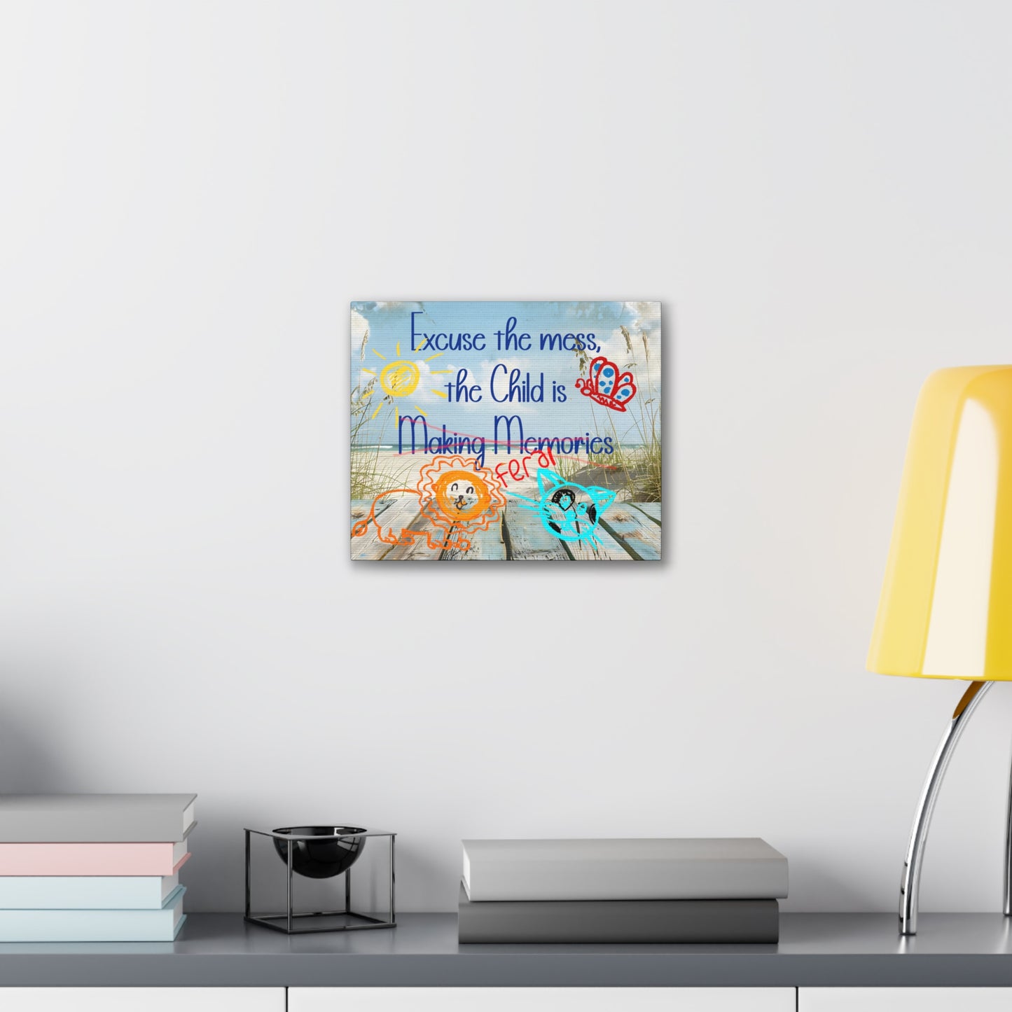 Canvas Art - Excuse the Mess, the Child is Making Memories with Animals 01