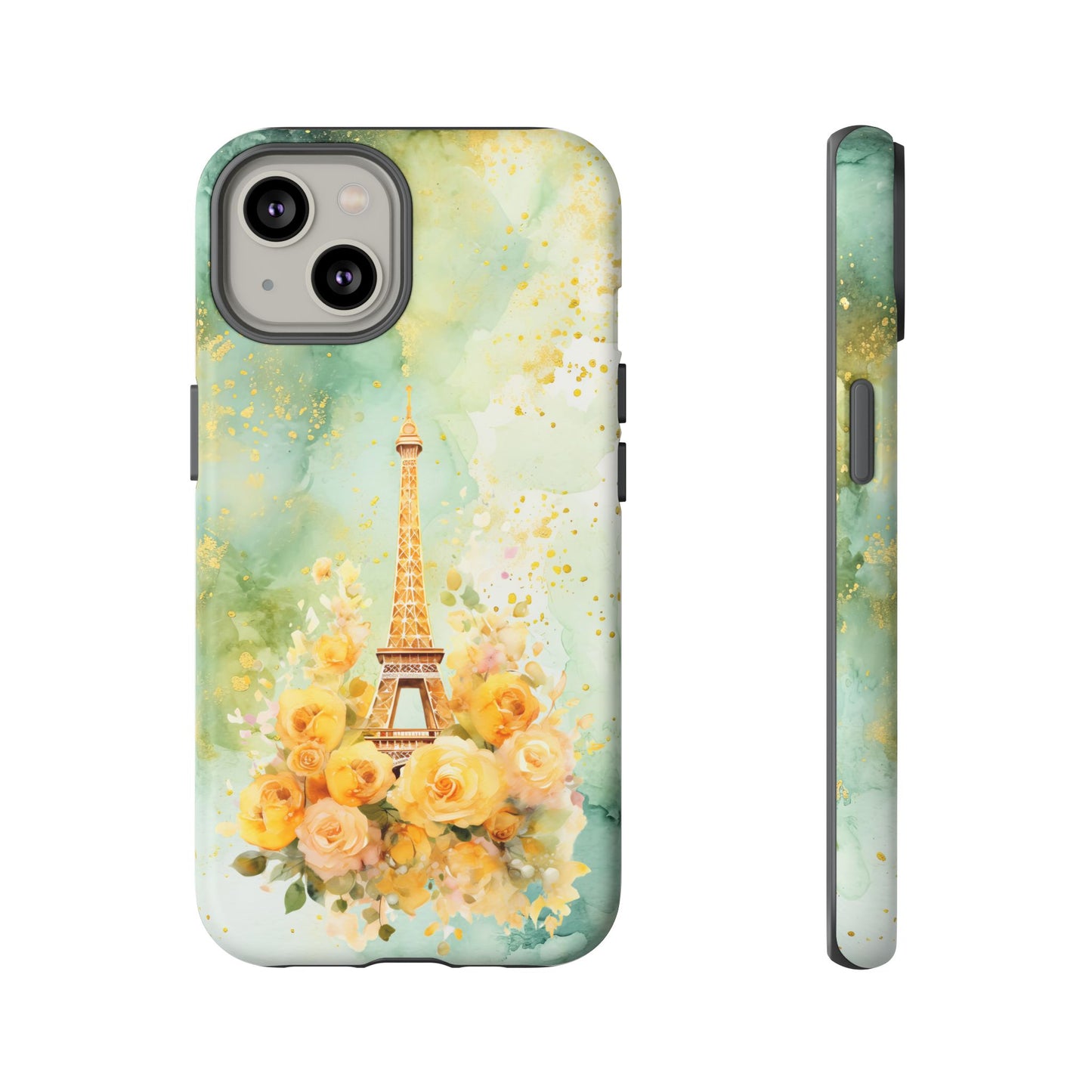 Tough Cell Phone Case - Paris - Eiffel Tower with Yellow Roses (1)