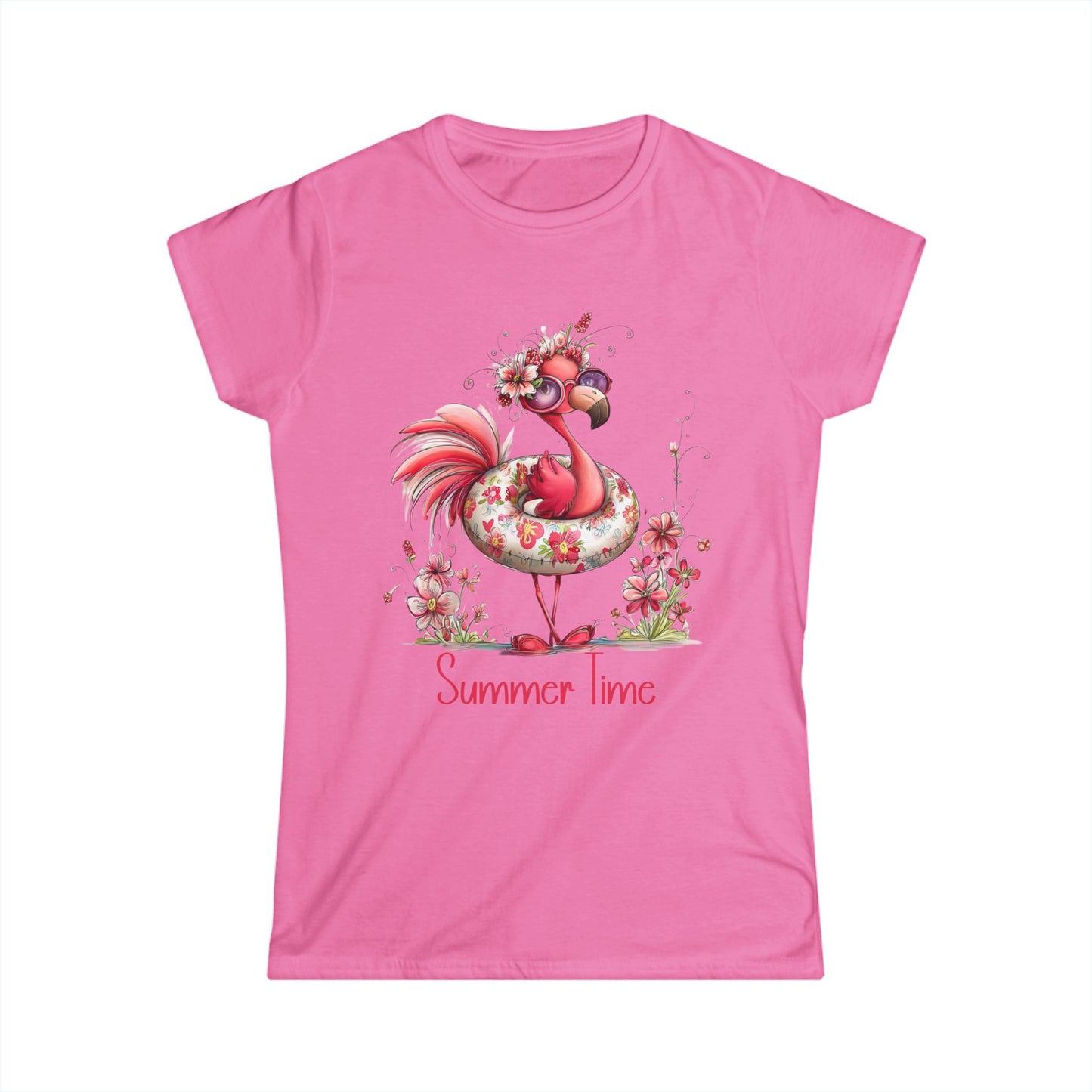 Female T-Shirt - Animal - Flamingo Summer Time 01