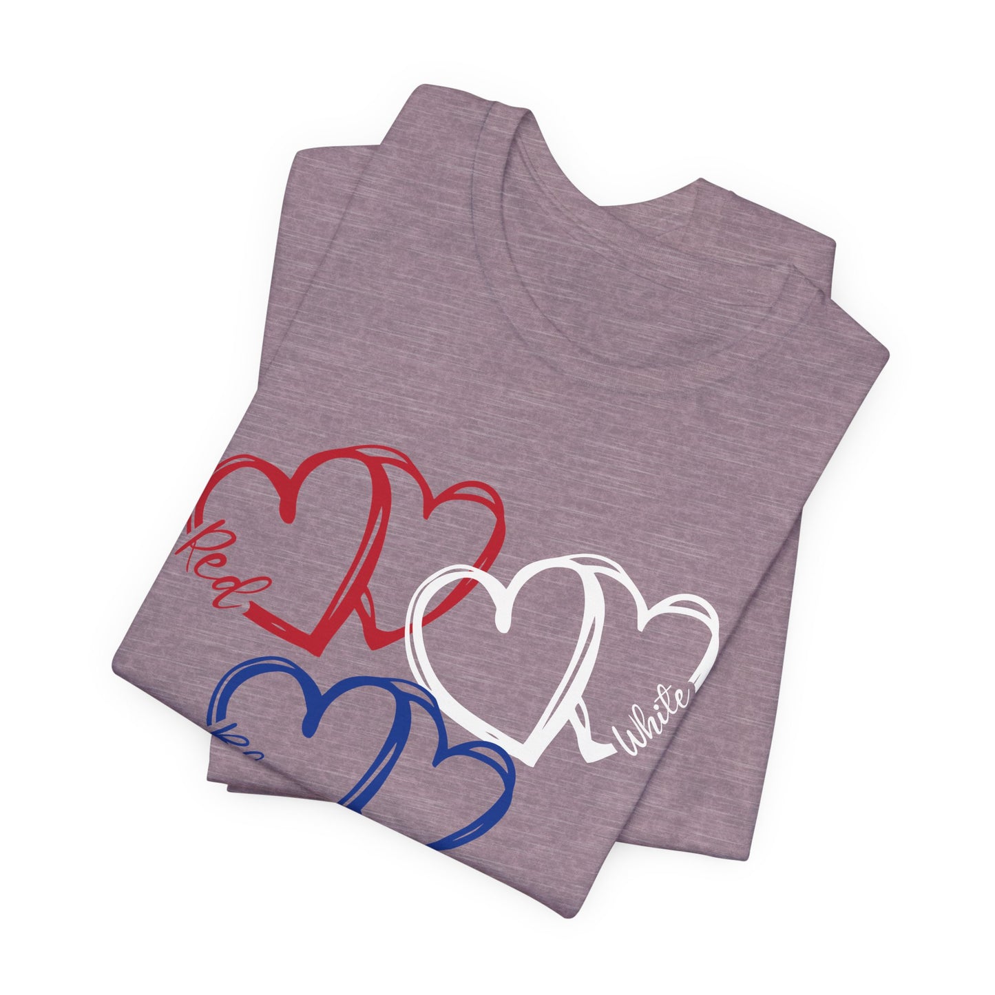T-Shirt - Holiday - Red White Blue destressed hearts 01