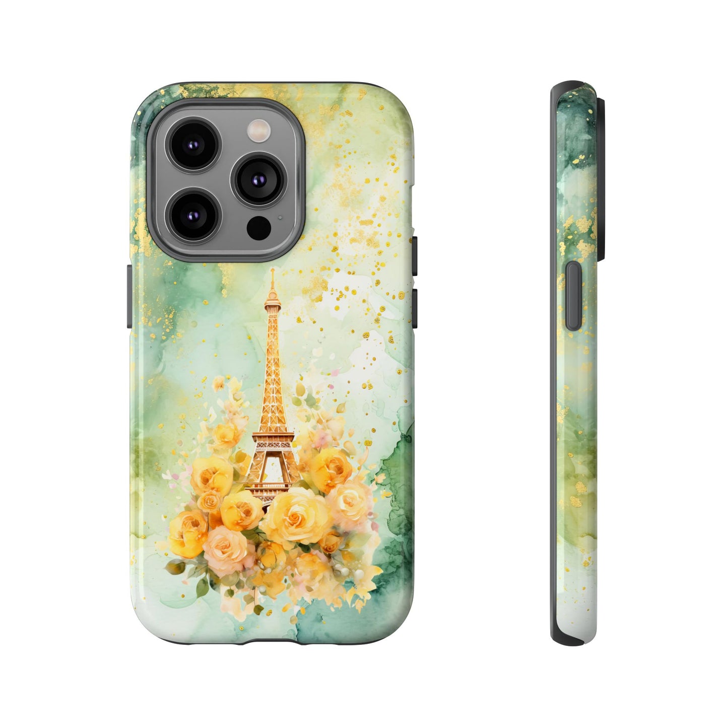 Tough Cell Phone Case - Paris - Eiffel Tower with Yellow Roses (1)