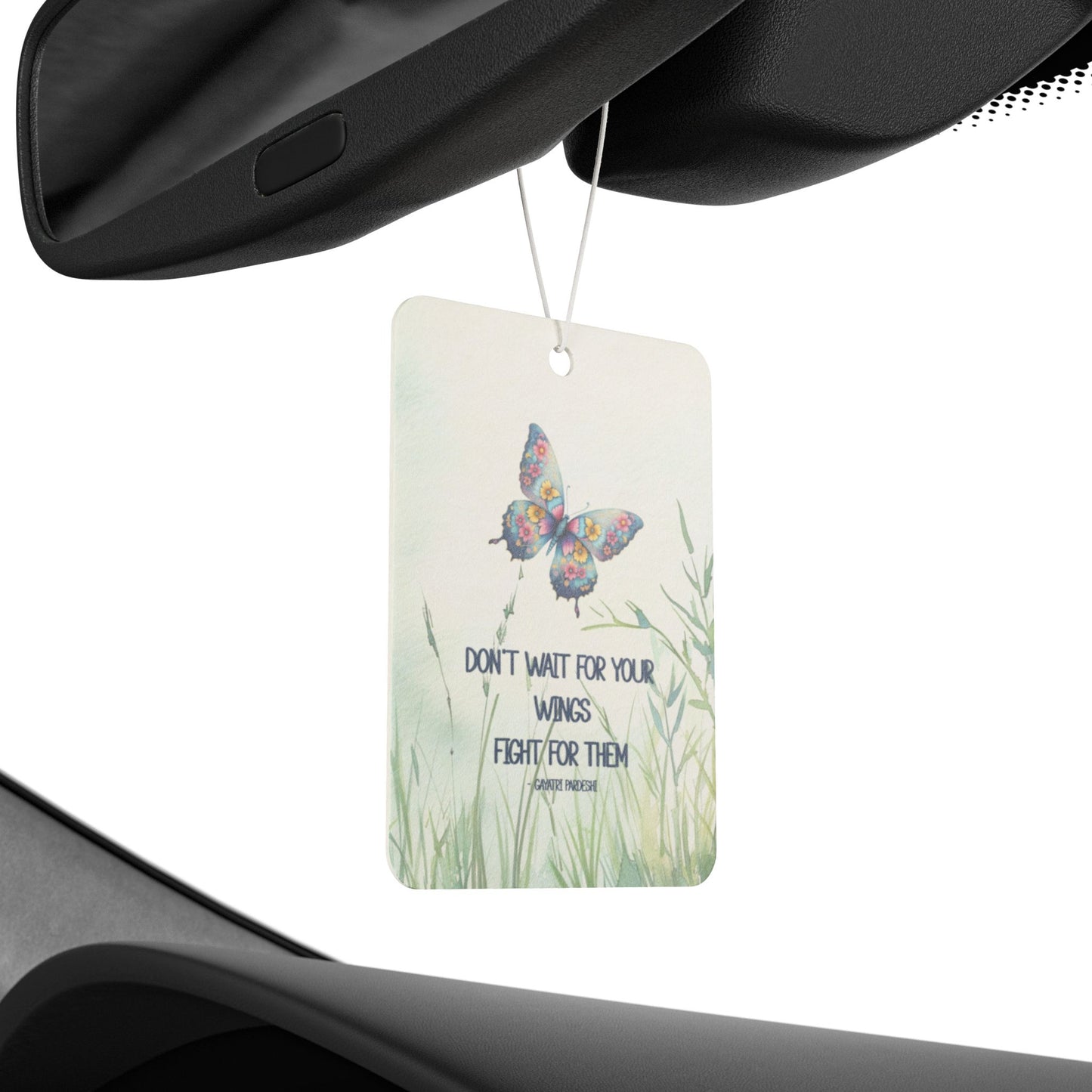 Car Air Freshener - Inspirational Butterfly Design - Pine, New Car, Black Ice Scents