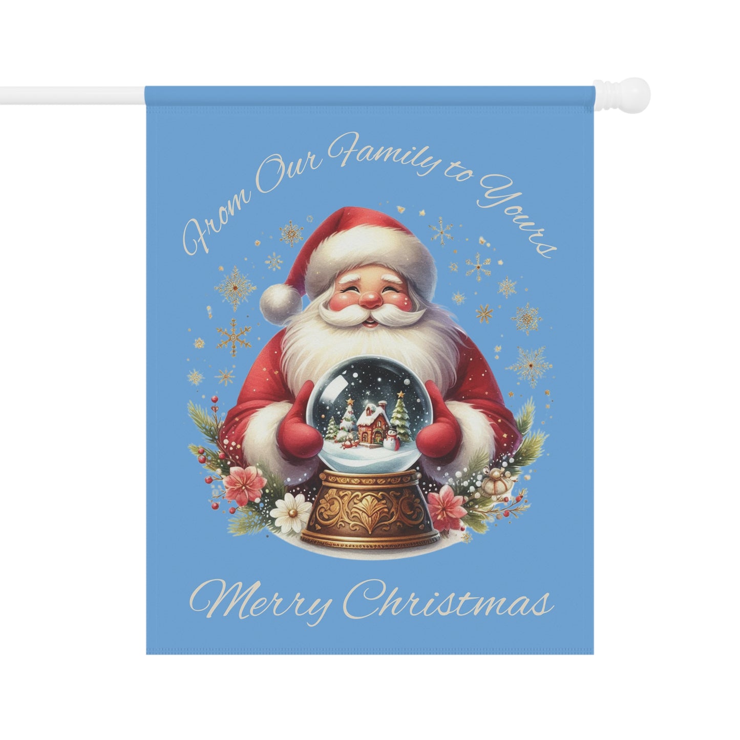 Garden Flag - Christmas - Vintage Santa (01a - Blue)