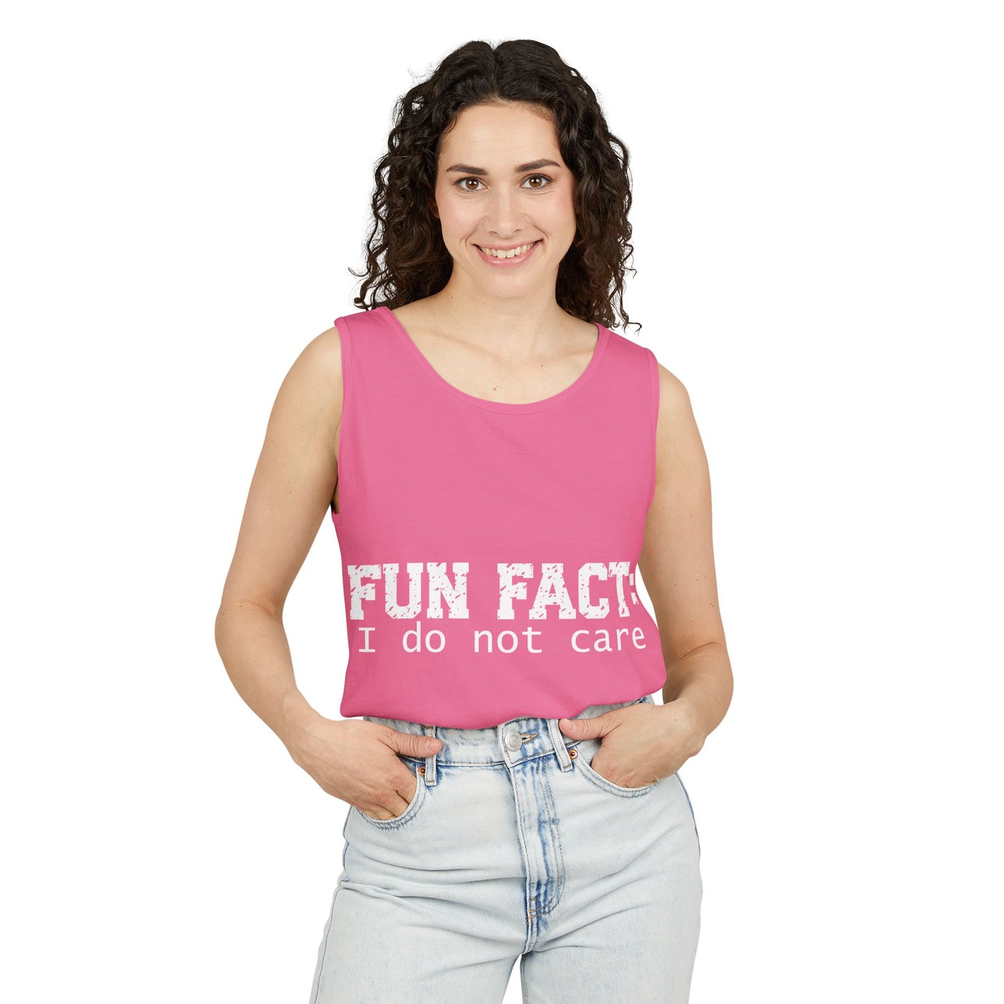 Unisex Tank Top - Funny - Fun Fact: I Do Not Care - White Writing