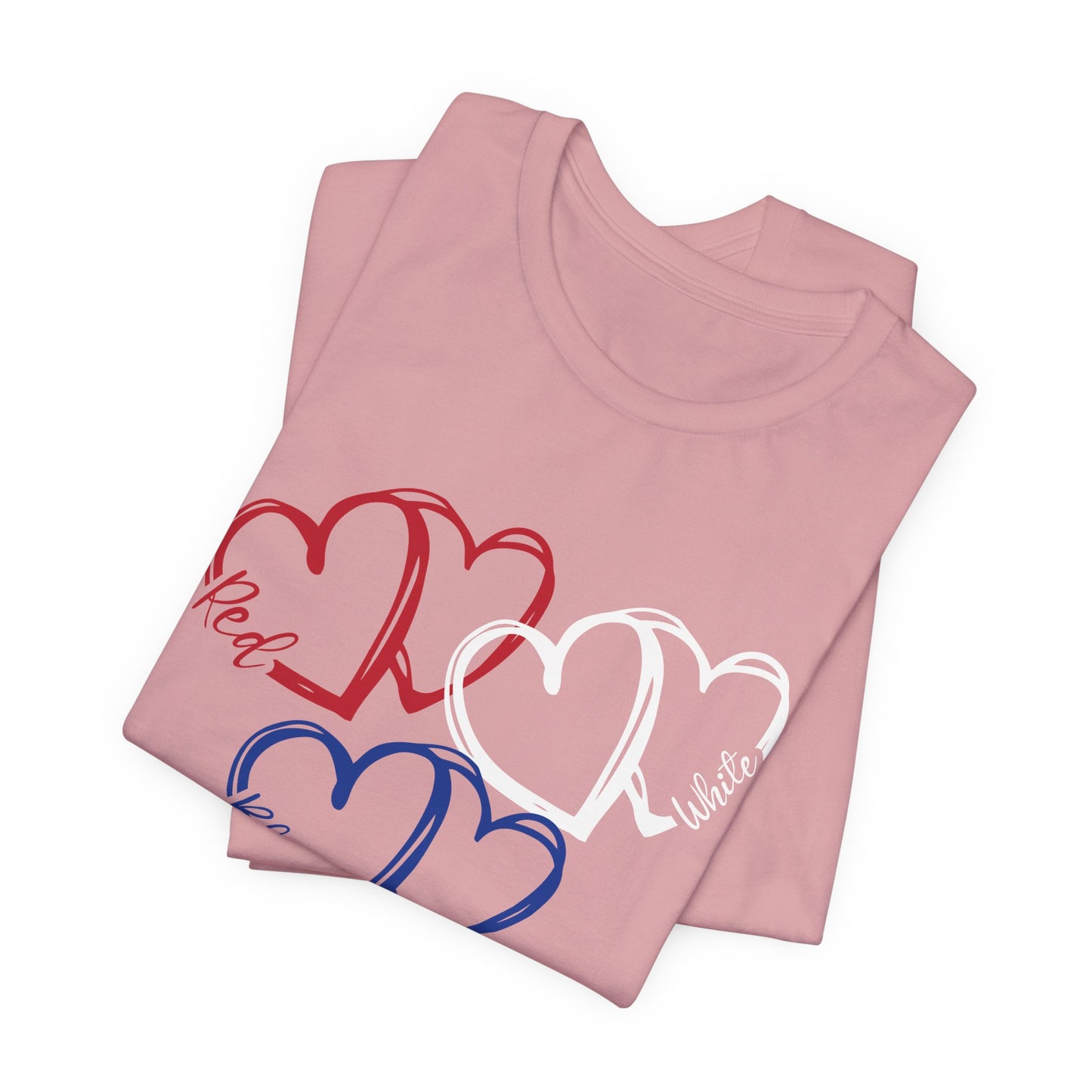 T-Shirt - Holiday - Red White Blue destressed hearts 01