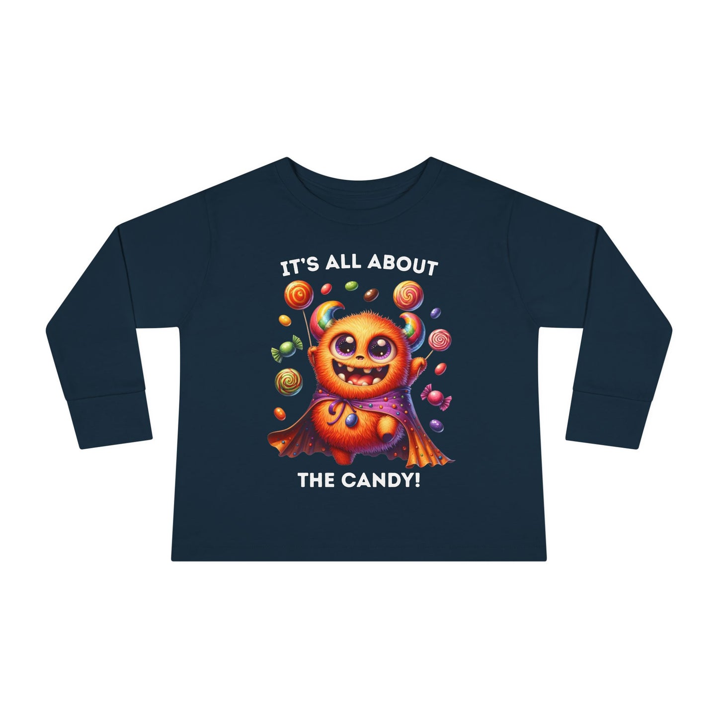 Toddler LS Tee - Halloween / Monster - It's all about the Candy! (01a)