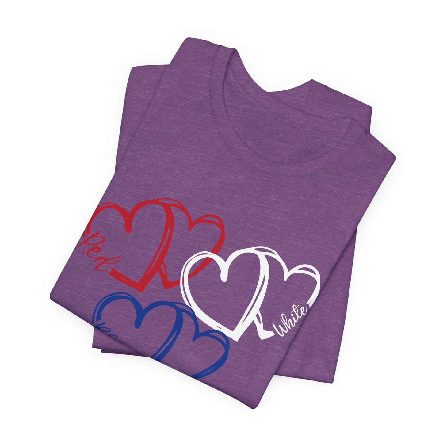 T-Shirt - Holiday - Red White Blue destressed hearts 01