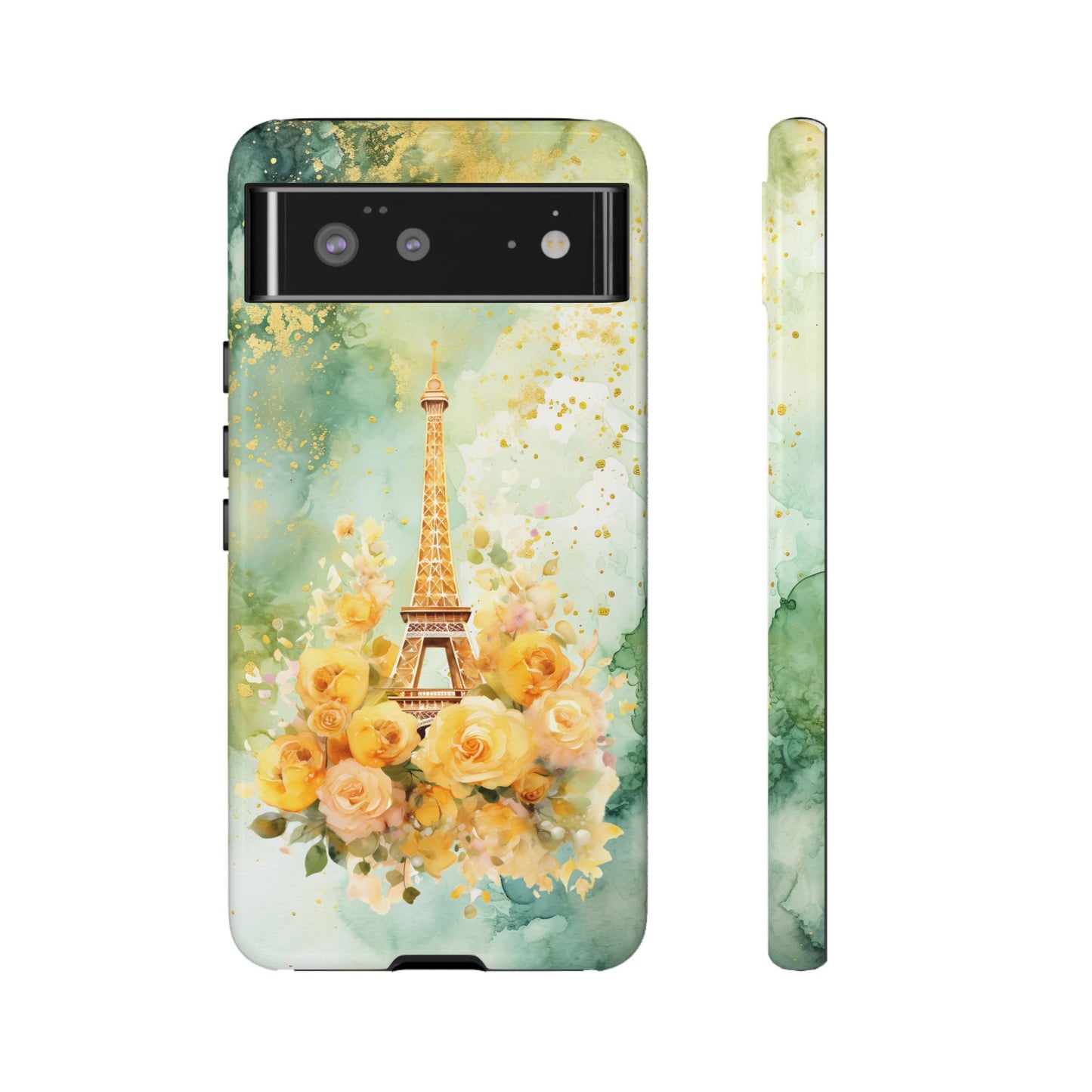 Tough Cell Phone Case - Paris - Eiffel Tower with Yellow Roses (1)