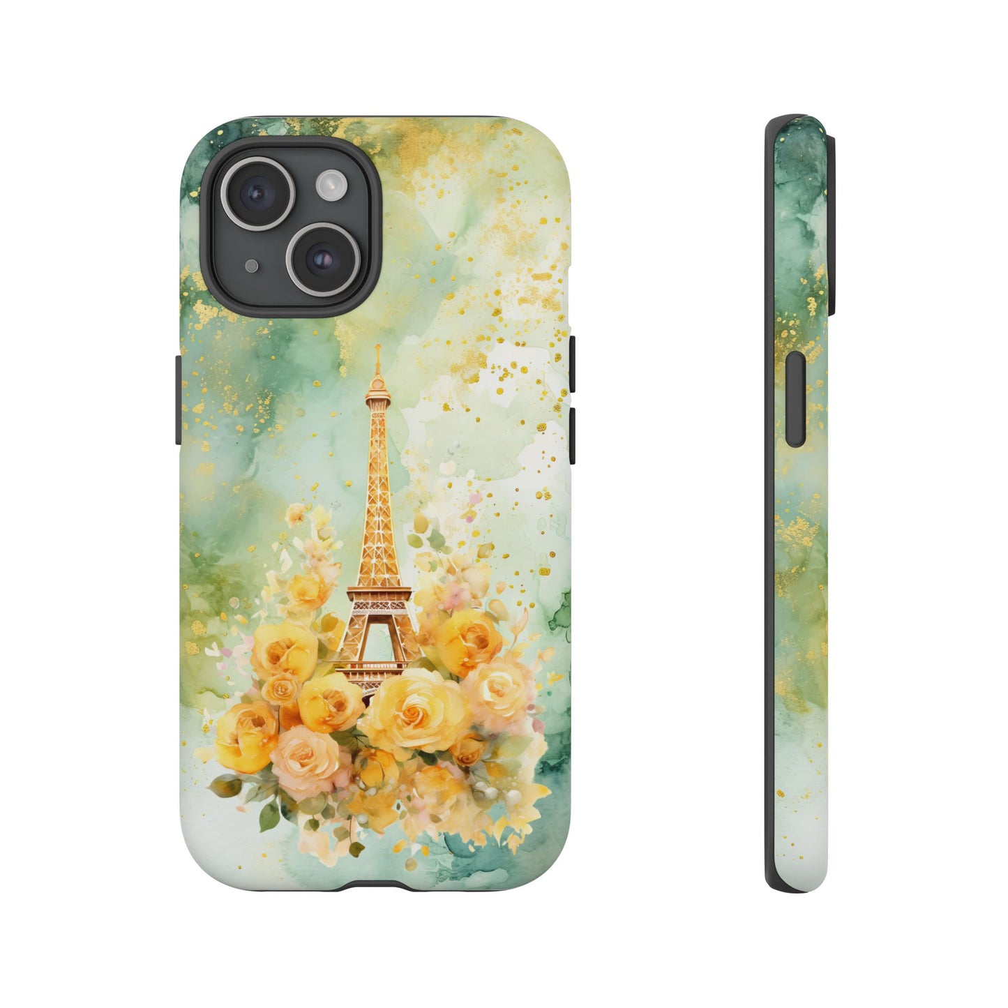 Tough Cell Phone Case - Paris - Eiffel Tower with Yellow Roses (1)