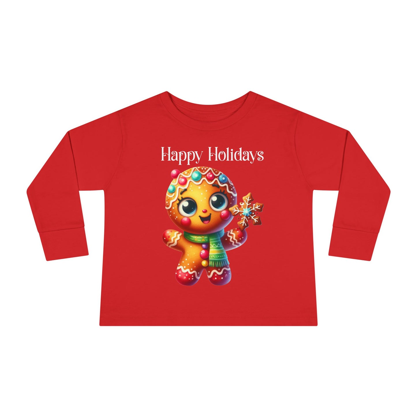 Toddler LS Tee - Christmas - Gingerbread - Happy Holidays (03a)