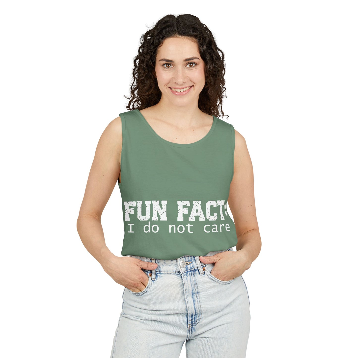 Unisex Tank Top - Funny - Fun Fact: I Do Not Care - White Writing