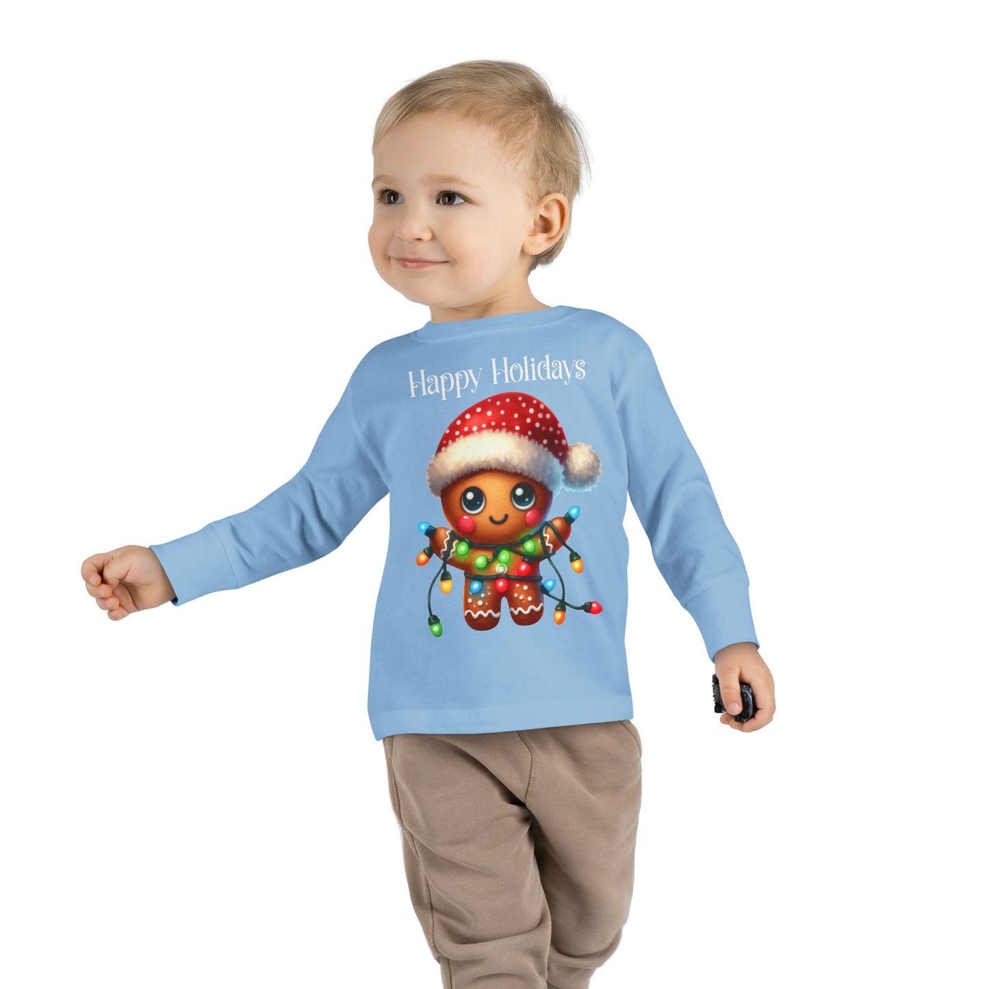 Toddler LS Tee - Christmas - Gingerbread - Happy Holidays (02a)
