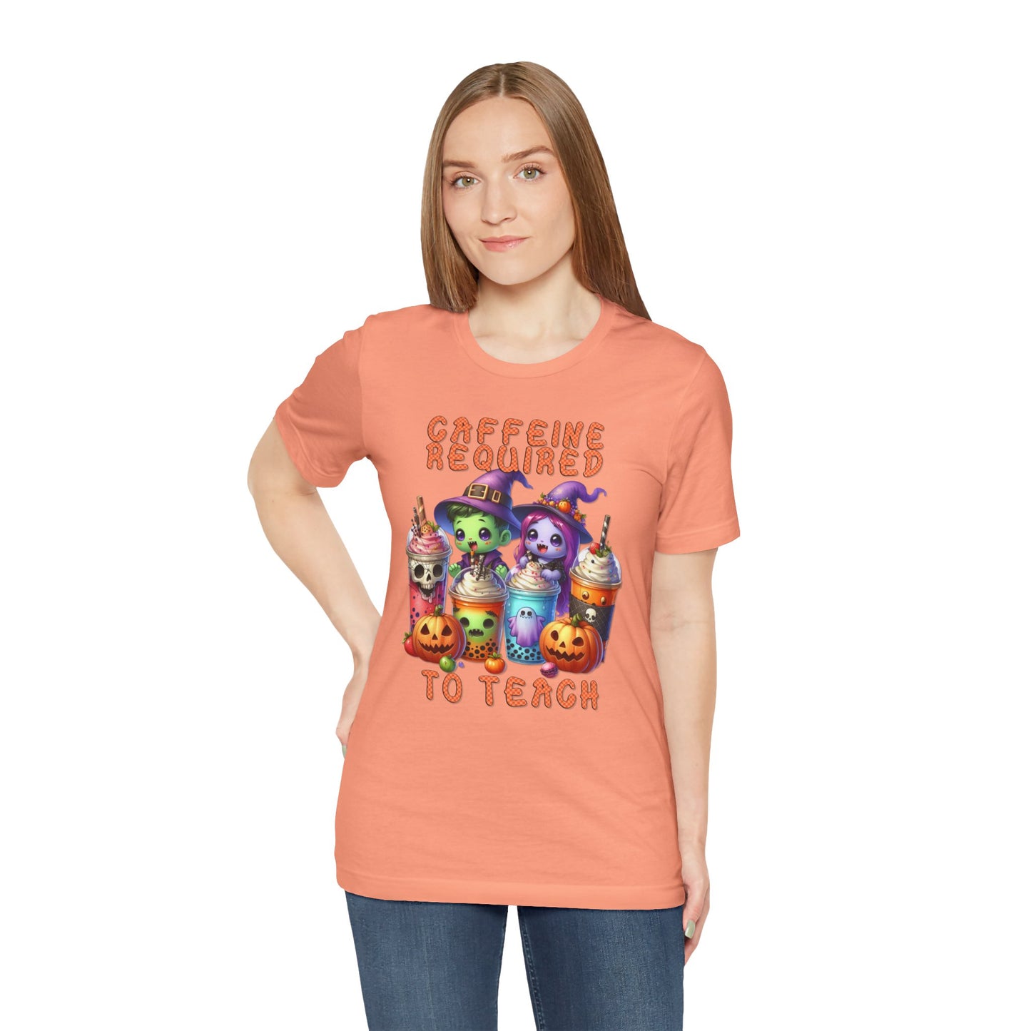 T-Shirt - Teacher / Halloween - Caffeine required to teach (01a)