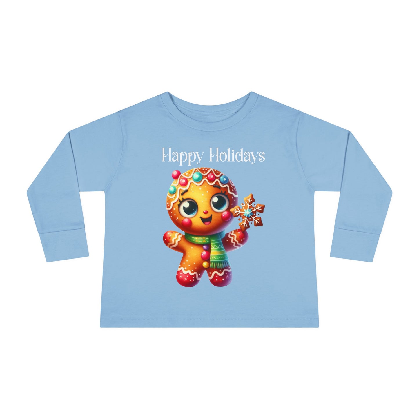 Toddler LS Tee - Christmas - Gingerbread - Happy Holidays (03a)