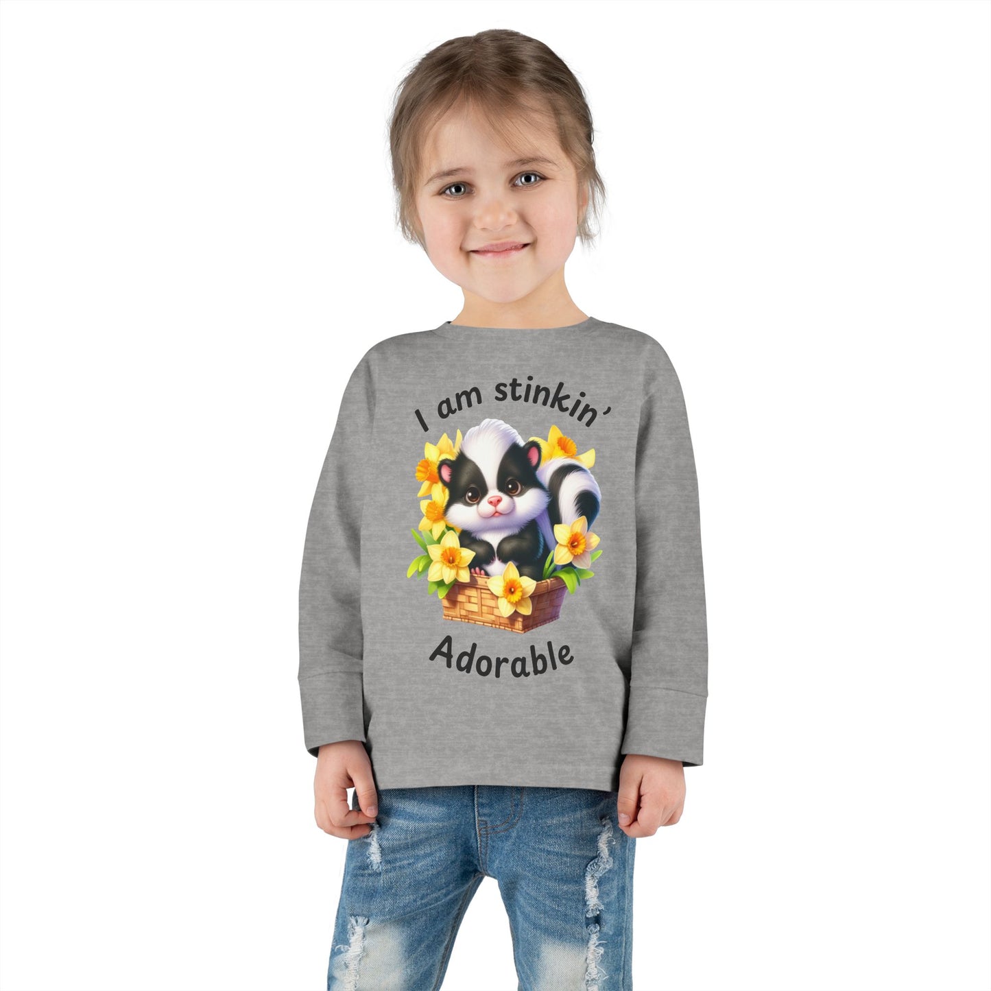 Toddler Long Sleeve Tee - Stinkin' Adorable with Skunk (1)