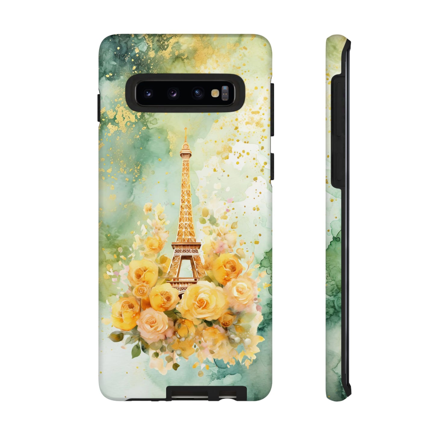 Tough Cell Phone Case - Paris - Eiffel Tower with Yellow Roses (1)