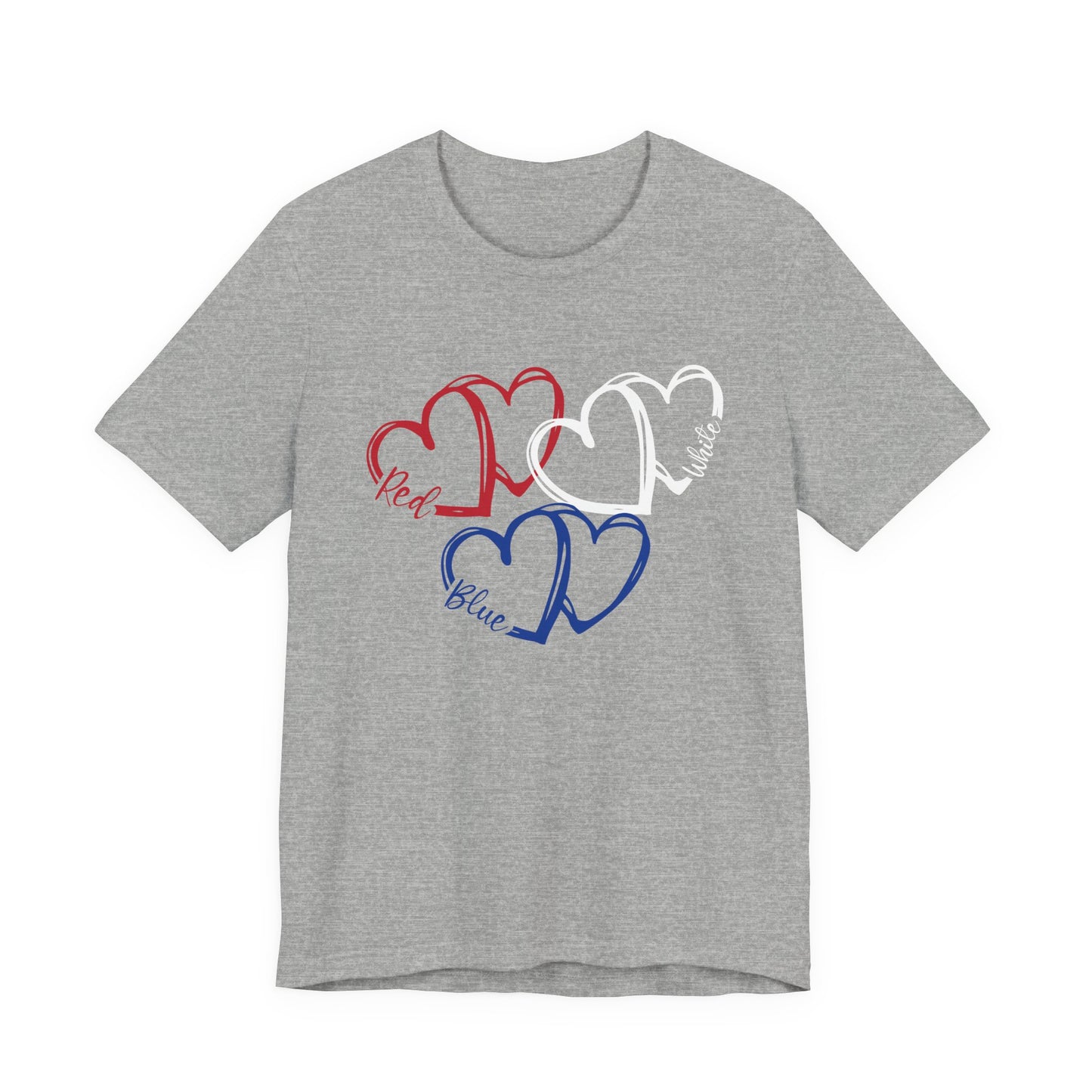 T-Shirt - Holiday - Red White Blue destressed hearts 01